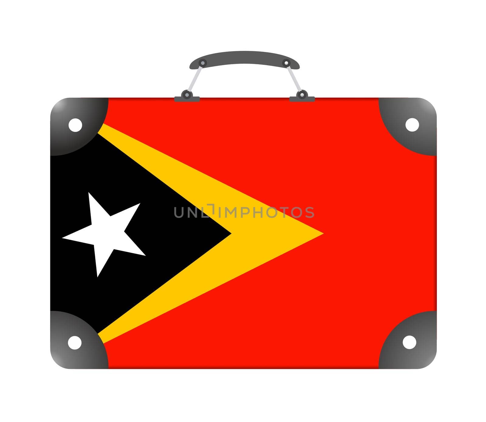 Flag of Timor country in the form of a travel suitcase on a white background - illustration