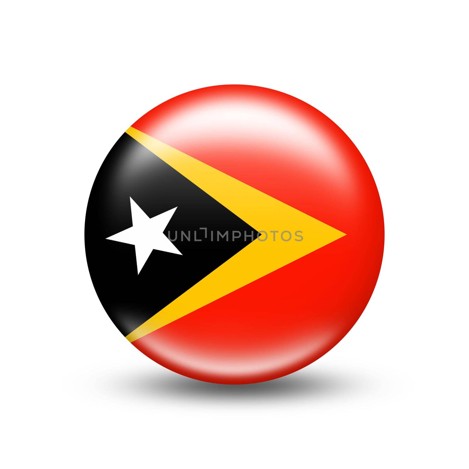 Timor country flag in sphere with white shadow - illustration
