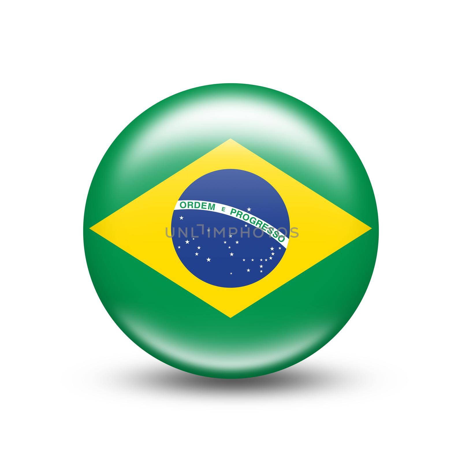 Brazil country flag in sphere with shadow by BEMPhoto