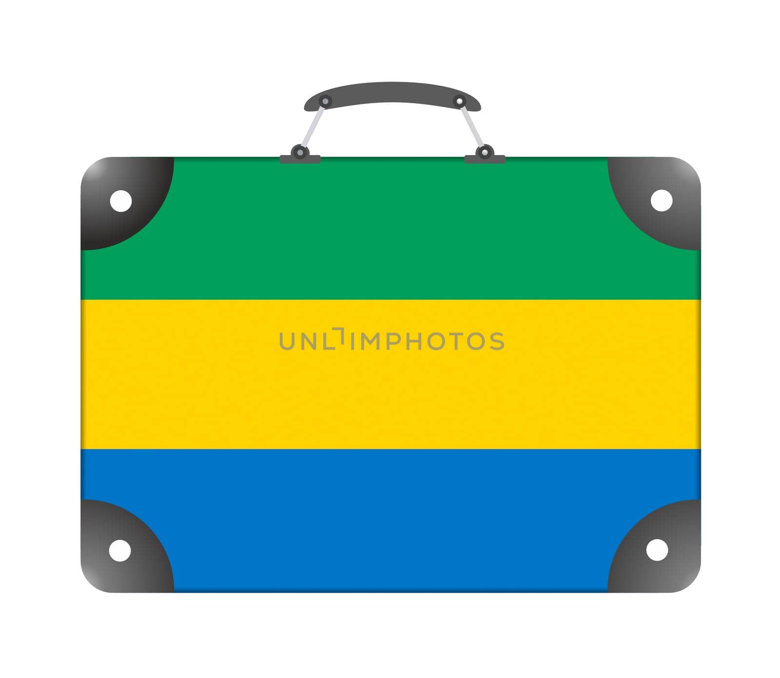 Gabon country flag in the form of a travel suitcase on a white background by BEMPhoto