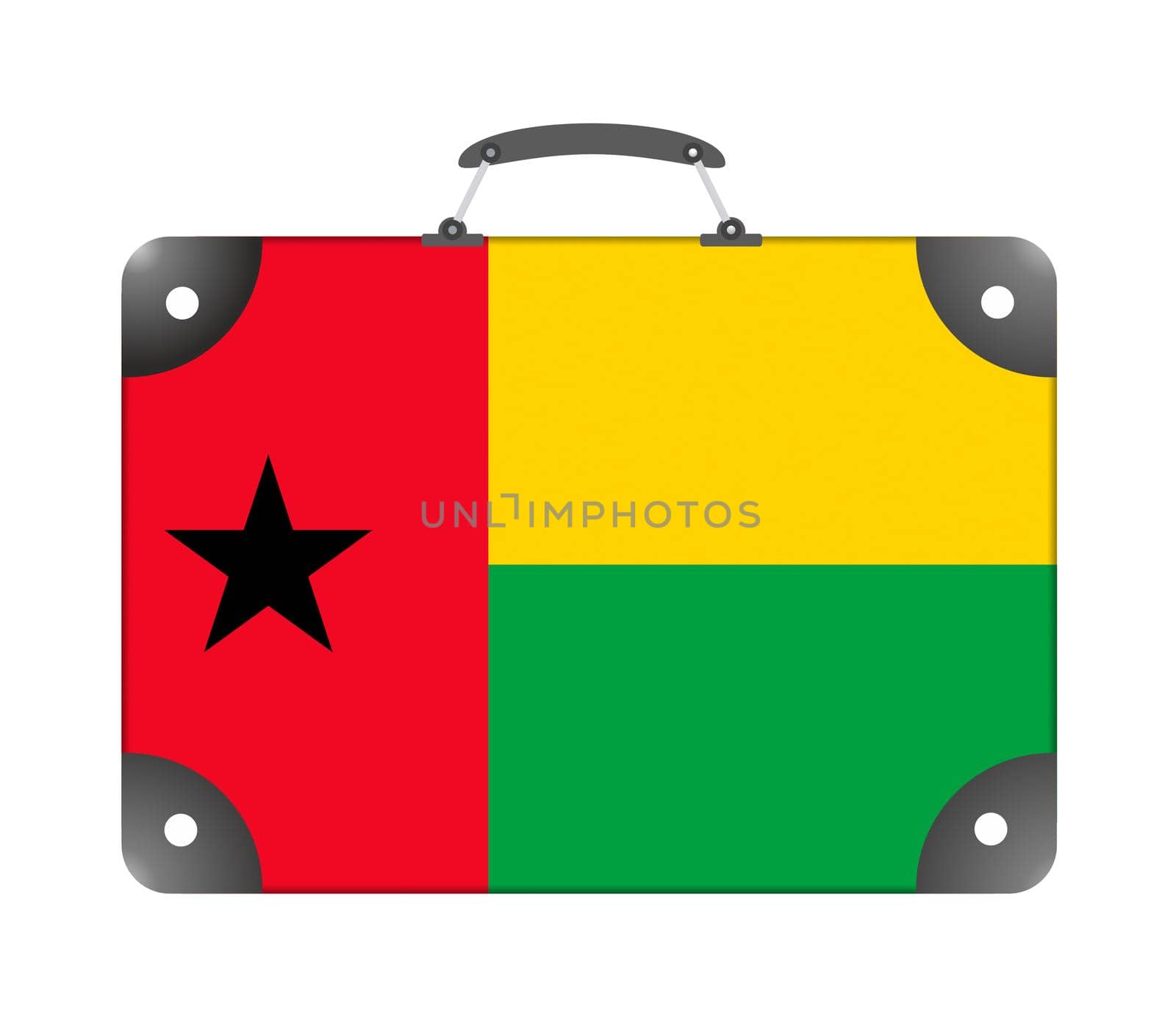 Guinea-Bissau flag in the form of a travel suitcase on a white background by BEMPhoto