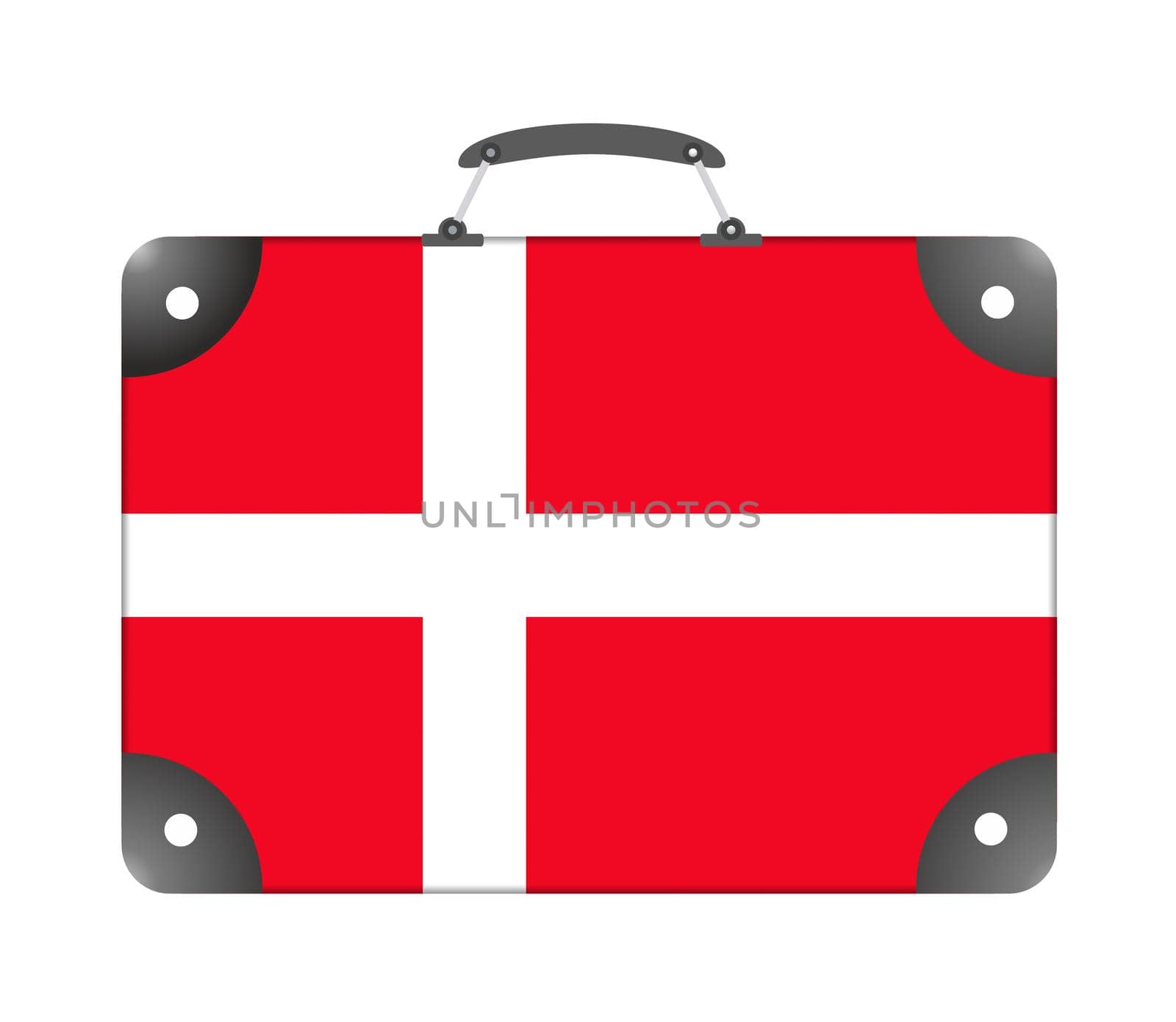 Denmark country flag in the form of a travel suitcase on a white background - illustration