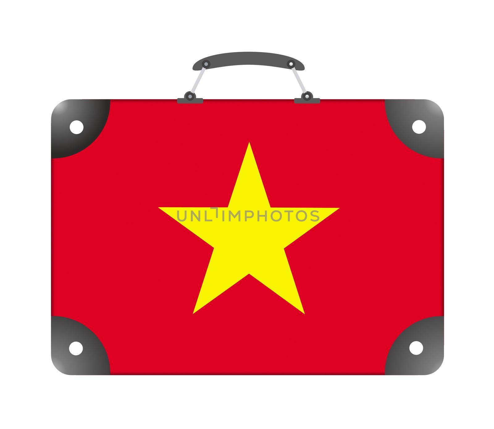 Vietnam country flag in the form of a travel suitcase on a white background - illustration