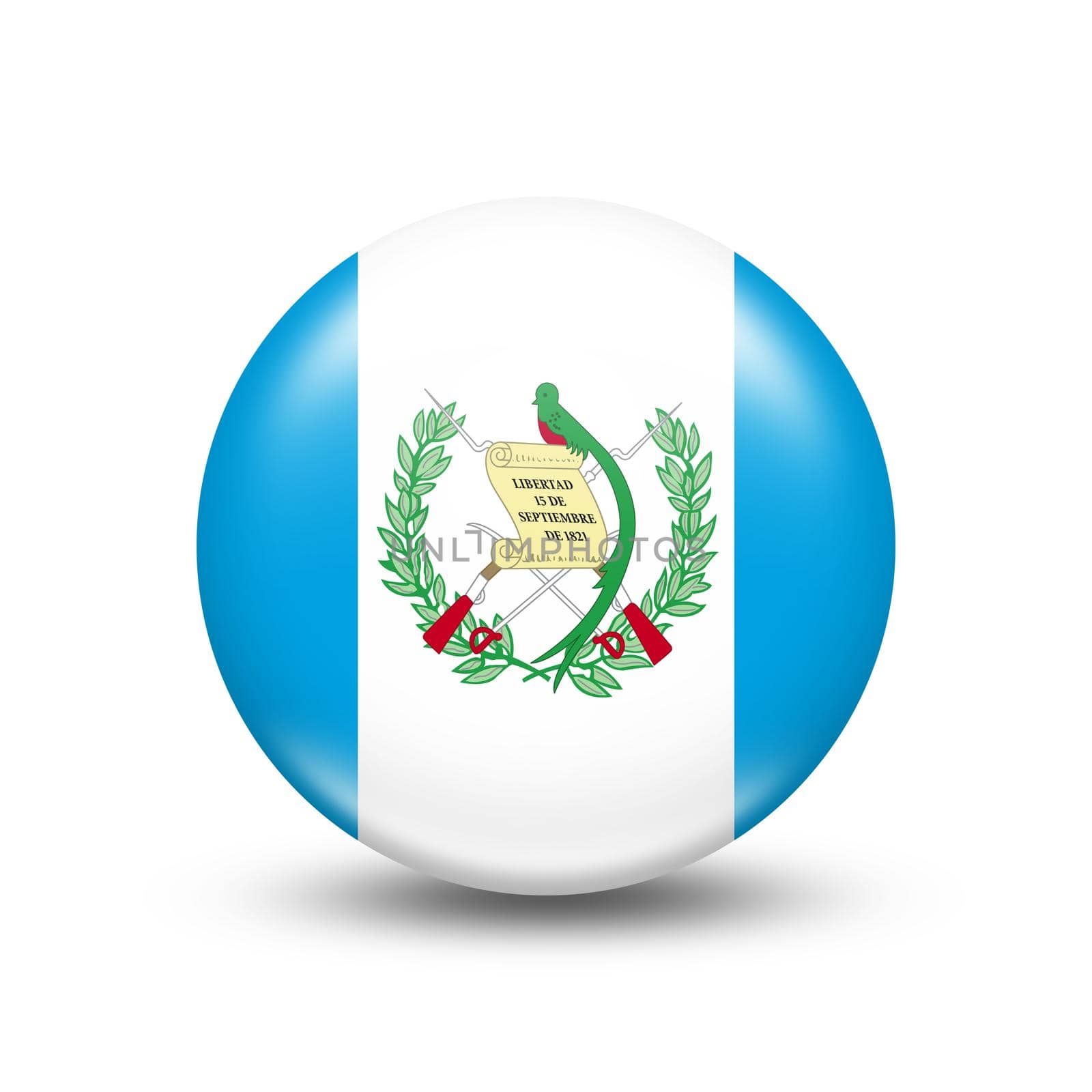 Guatemala country flag in sphere with white shadow by BEMPhoto