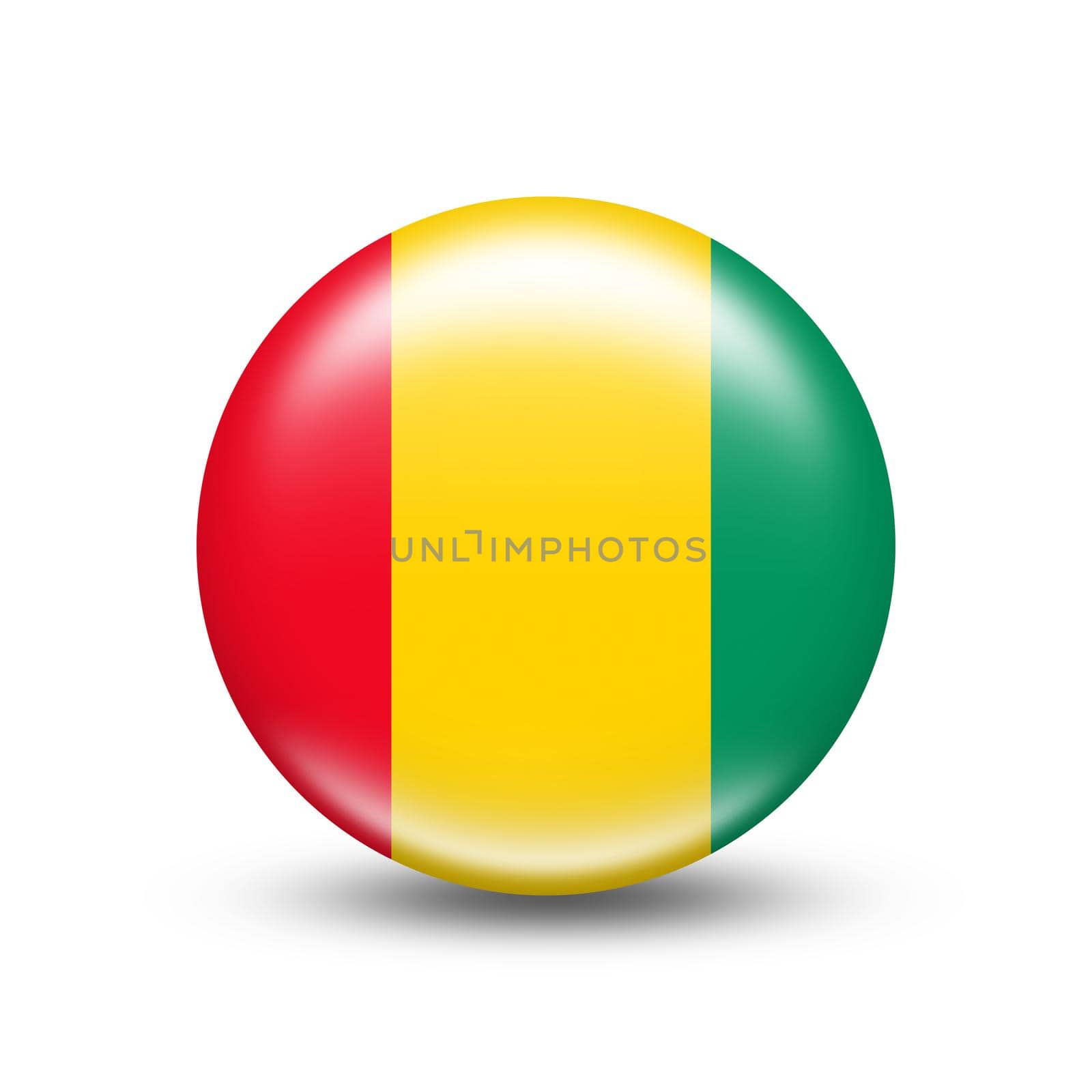 Guinea country flag in sphere with white shadow by BEMPhoto