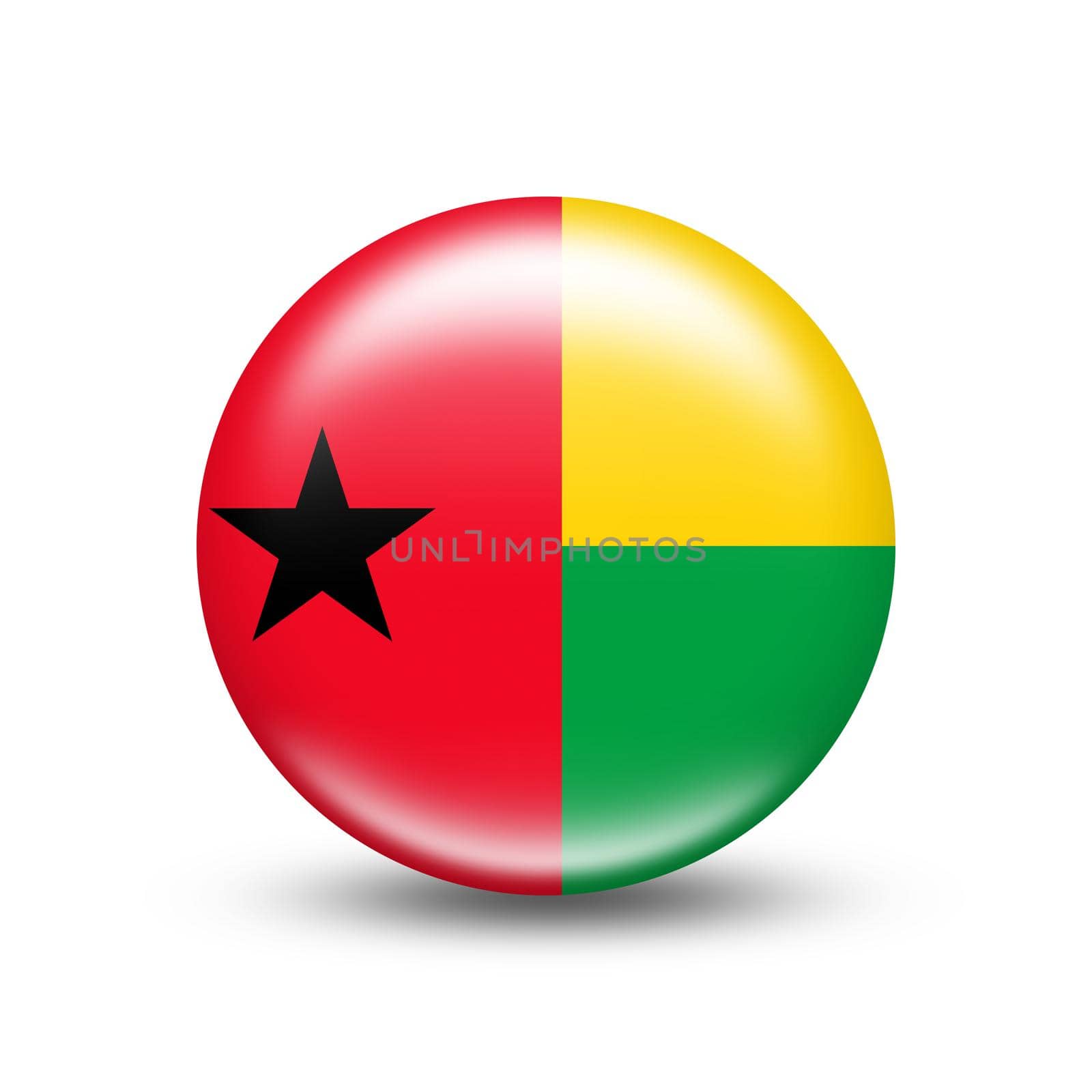 Guinea-Bissau country flag with white shadow - illustration