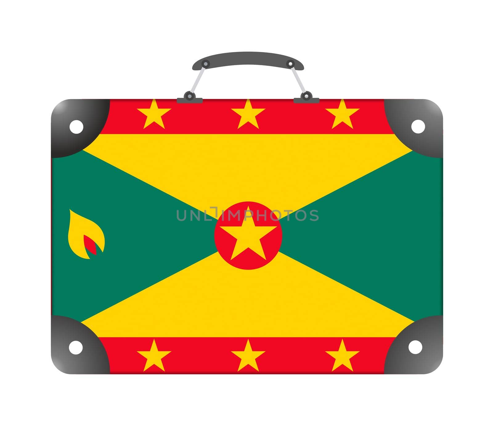 Flag of the country of Grenada in the form of a suitcase for travel on a white background - illustration