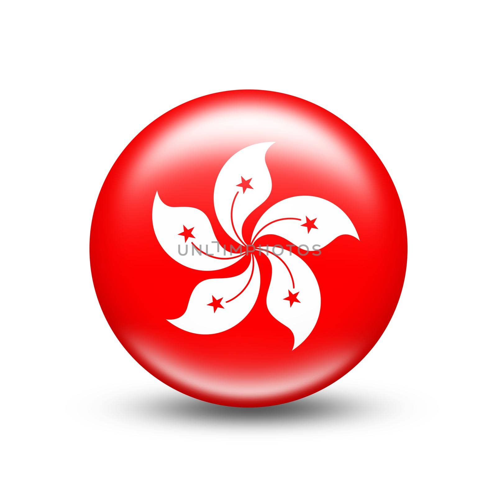 Hong Kong country flag in sphere with white shadow - illustration