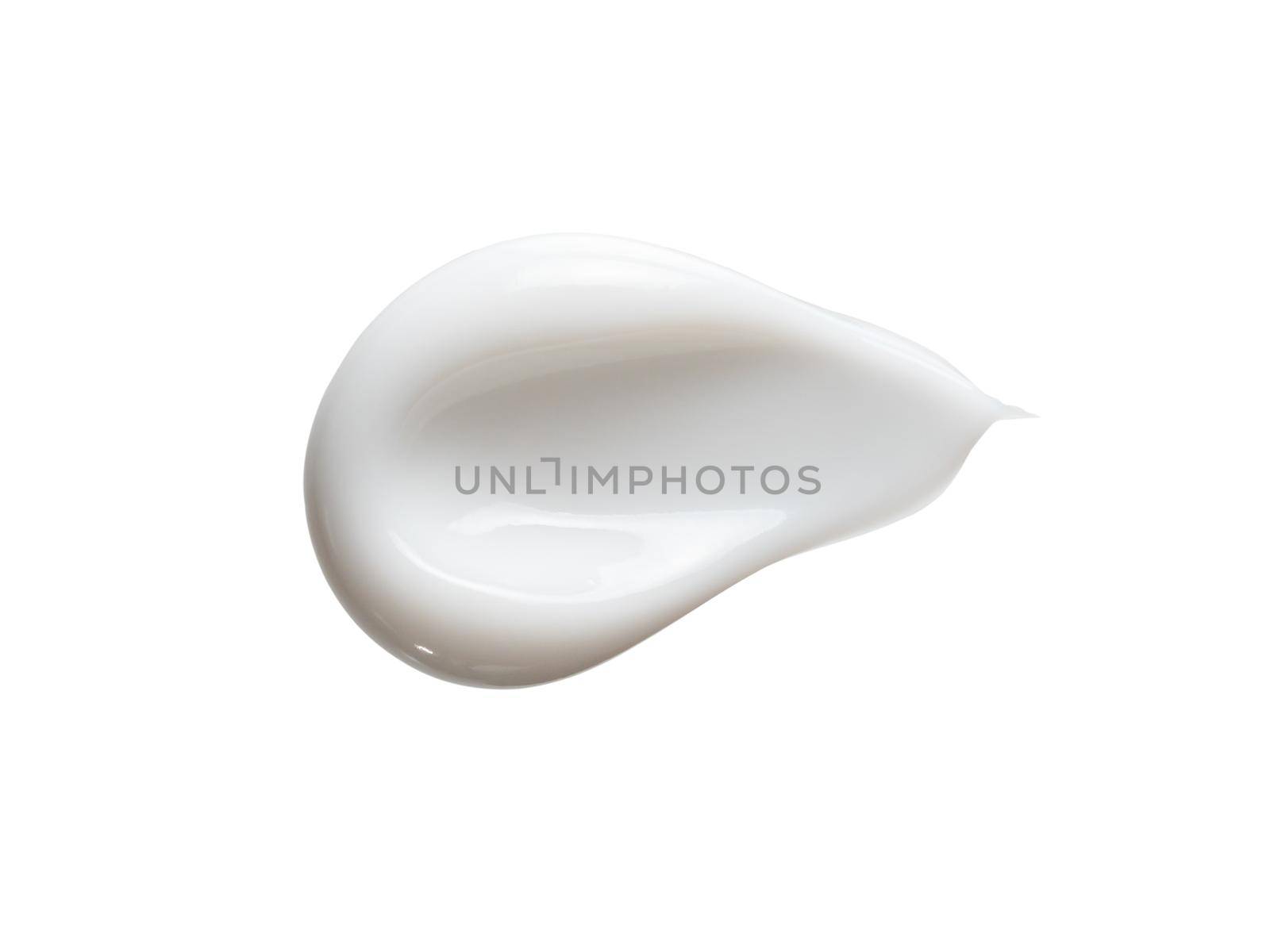 White cosmetic cream isolated on white background. Smear of face cream, sunscreen or moustirizer lotion swatch. Cosmetic smear of cream isolated on white background with clipping path