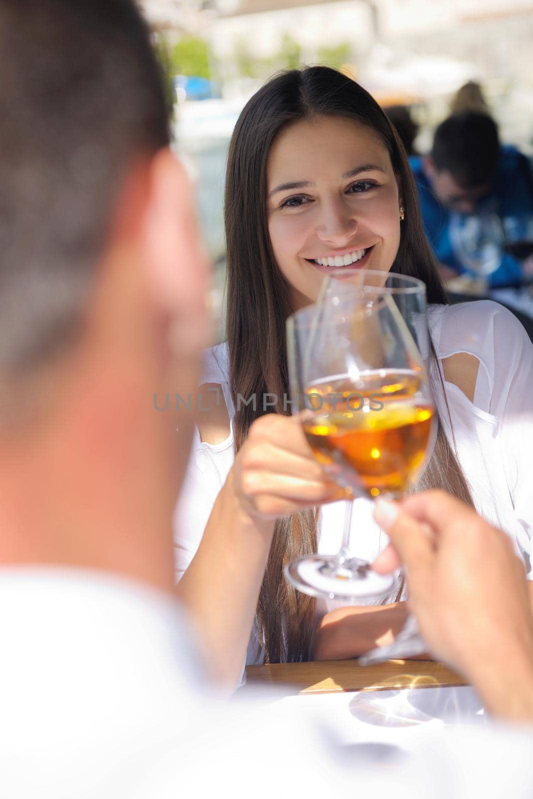 couple having lanch at beautiful restaurant by dotshock