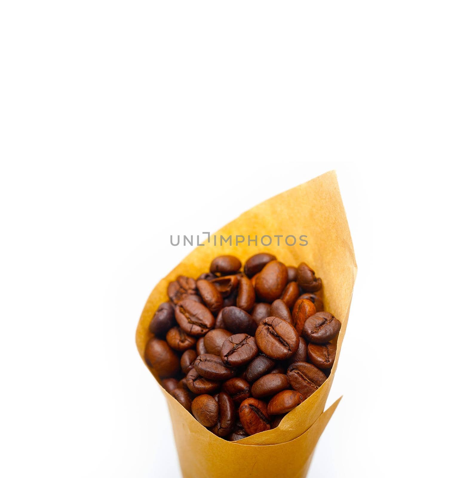 espresso coffee beans on a paper cone by keko64