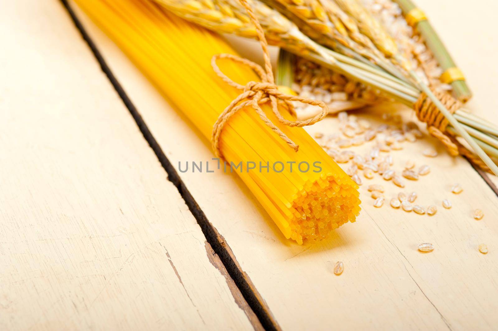 organic Raw italian pasta and durum wheat grains crop 