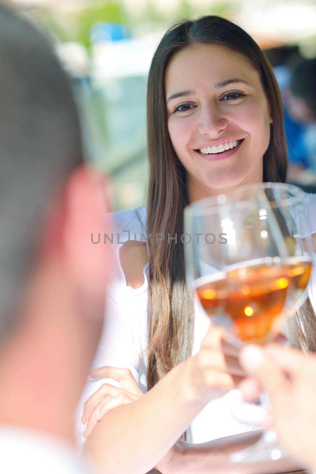 couple having lanch at beautiful restaurant by dotshock