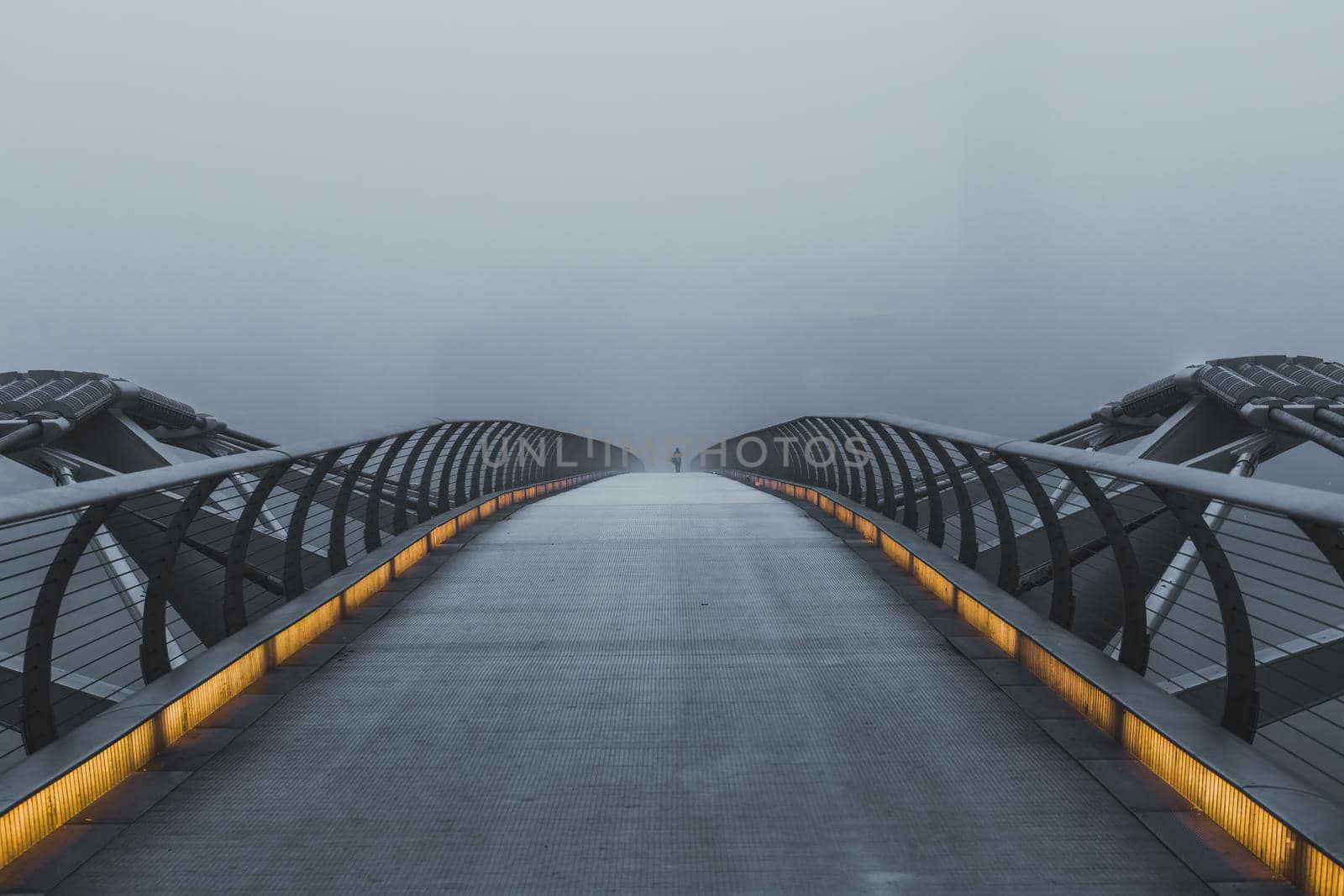 Millennium Bridge in heavy fog - selective colour by magicbones