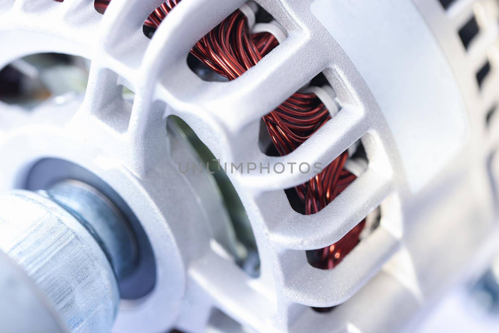 Closeup of white generator car repair parts by kuprevich