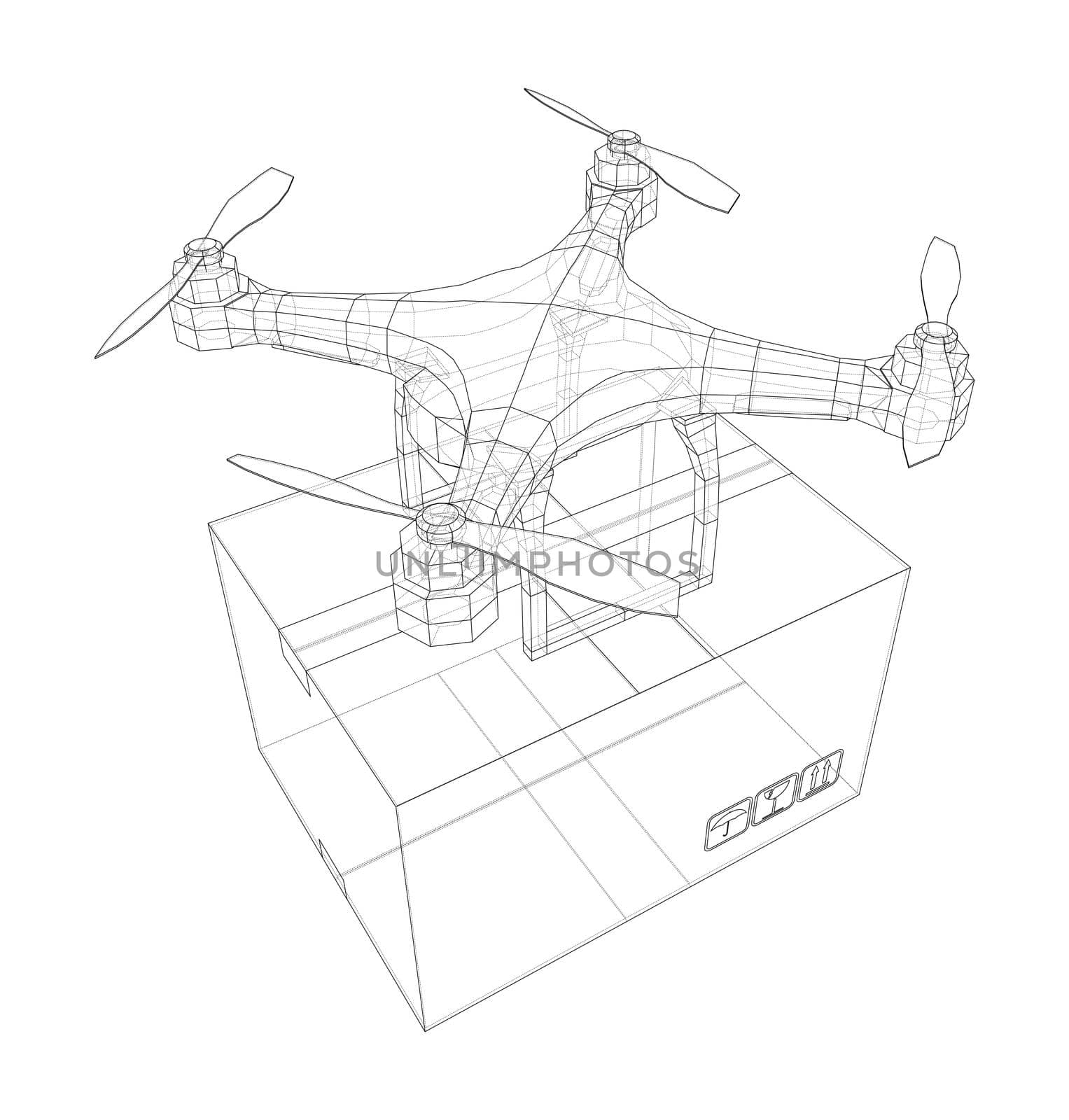 Delivery drone concept outline by cherezoff