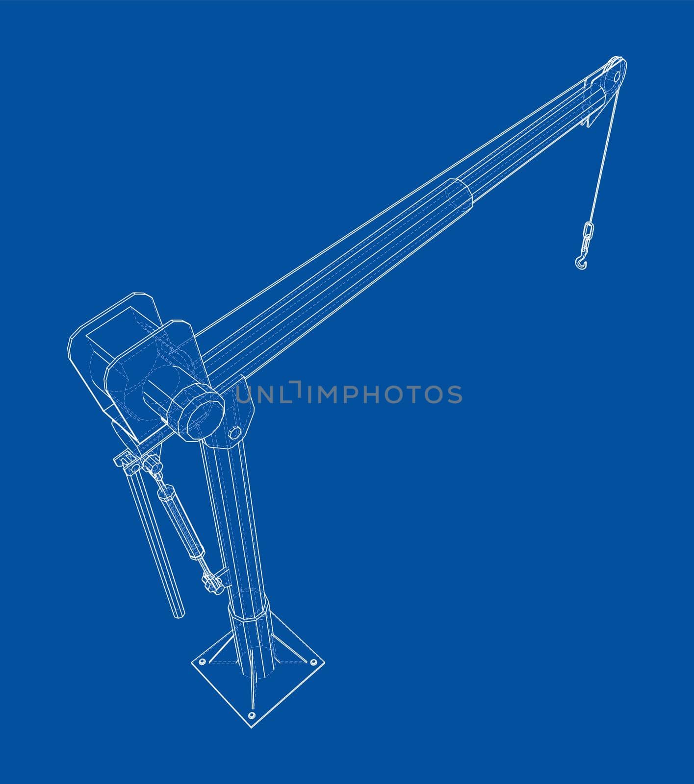 Davit or crane for boat. 3d illustration by cherezoff