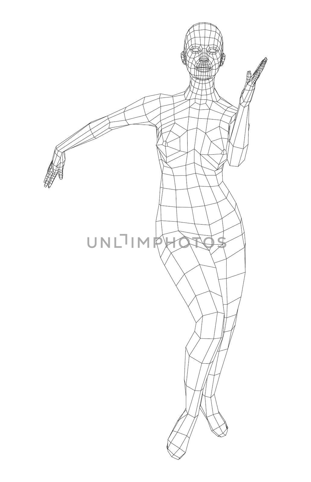 Wireframe ballerina in dance pose by cherezoff