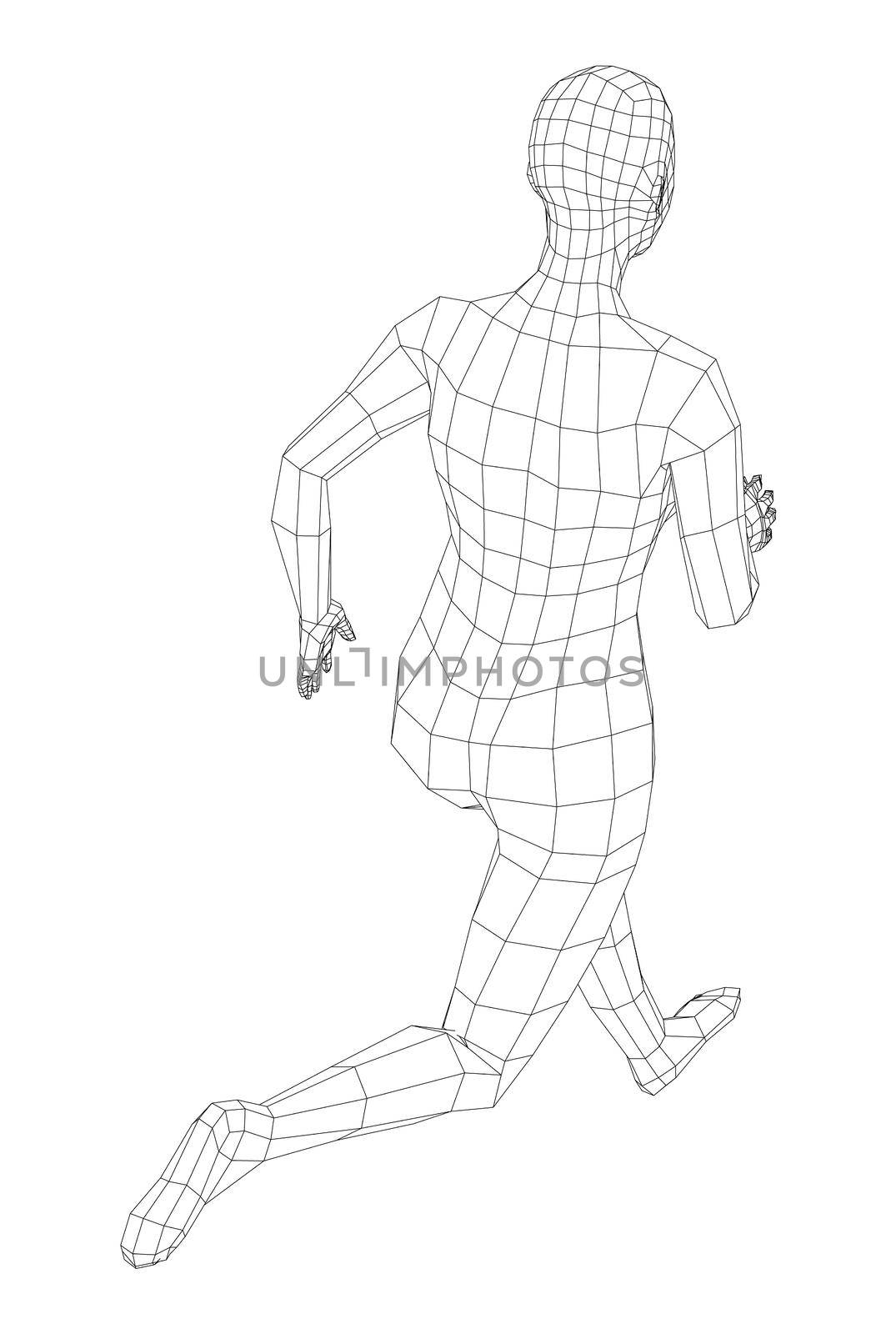 Wireframe running woman by cherezoff