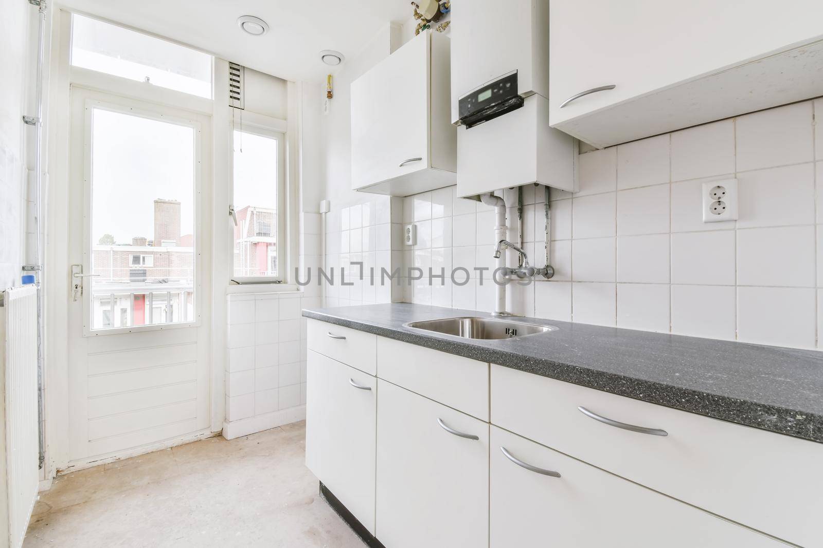Interior design of small cozy kitchen island