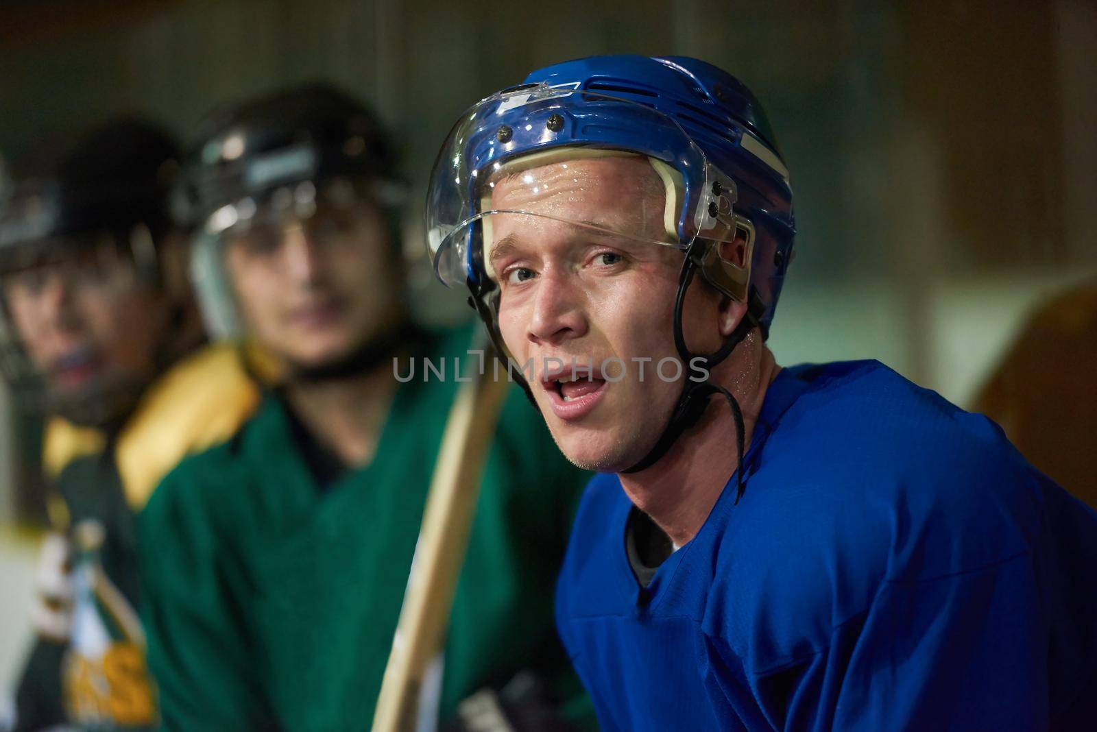 ice hockey players on bench by dotshock