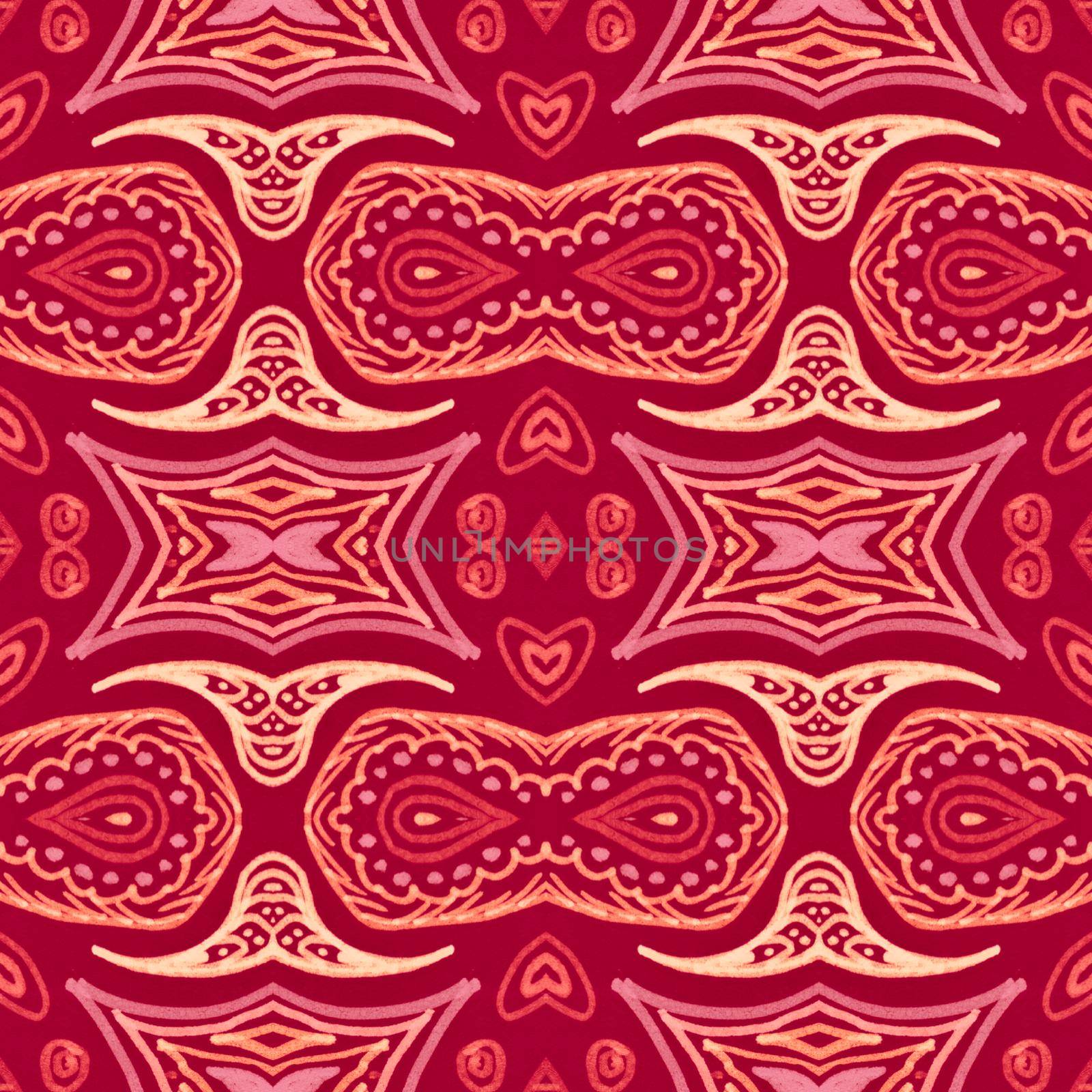 Red texture chinese. New year japanese background. Art asian style. Seamless chinese pattern. Vintage hand drawn geometric ornament. Abstract floral ethnic wallpaper. Oriental chinese pattern.