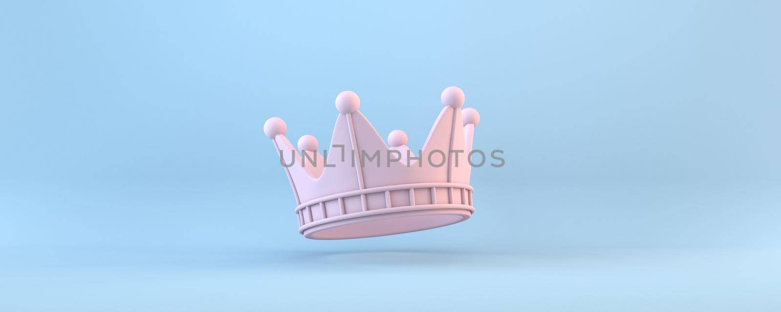 Pink crown 3D rendering illustration isolated on blue background