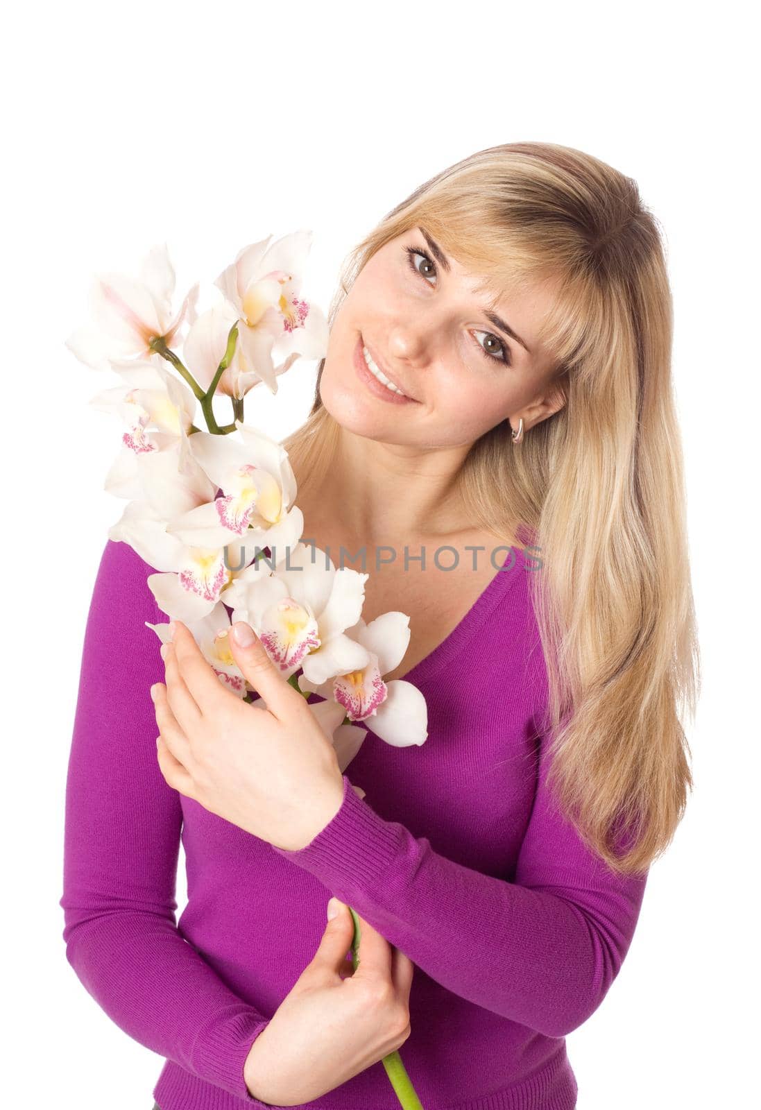 Blond womanl with orchid by Jyliana