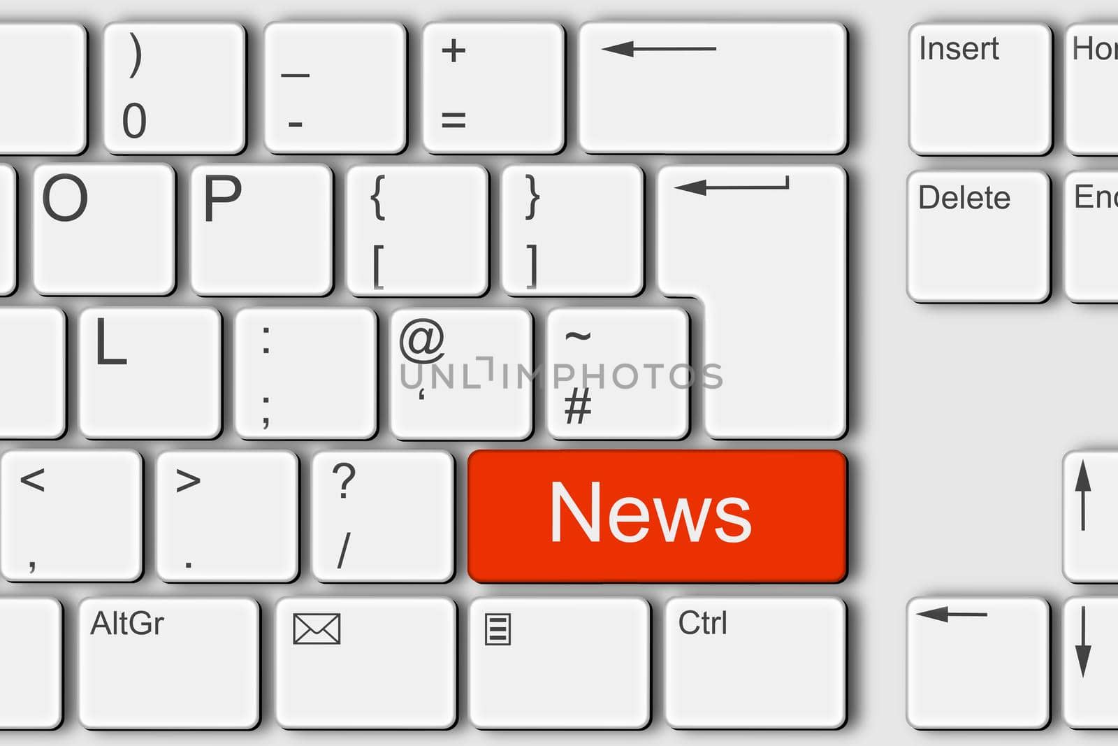 A News concept PC computer keyboard illustration red