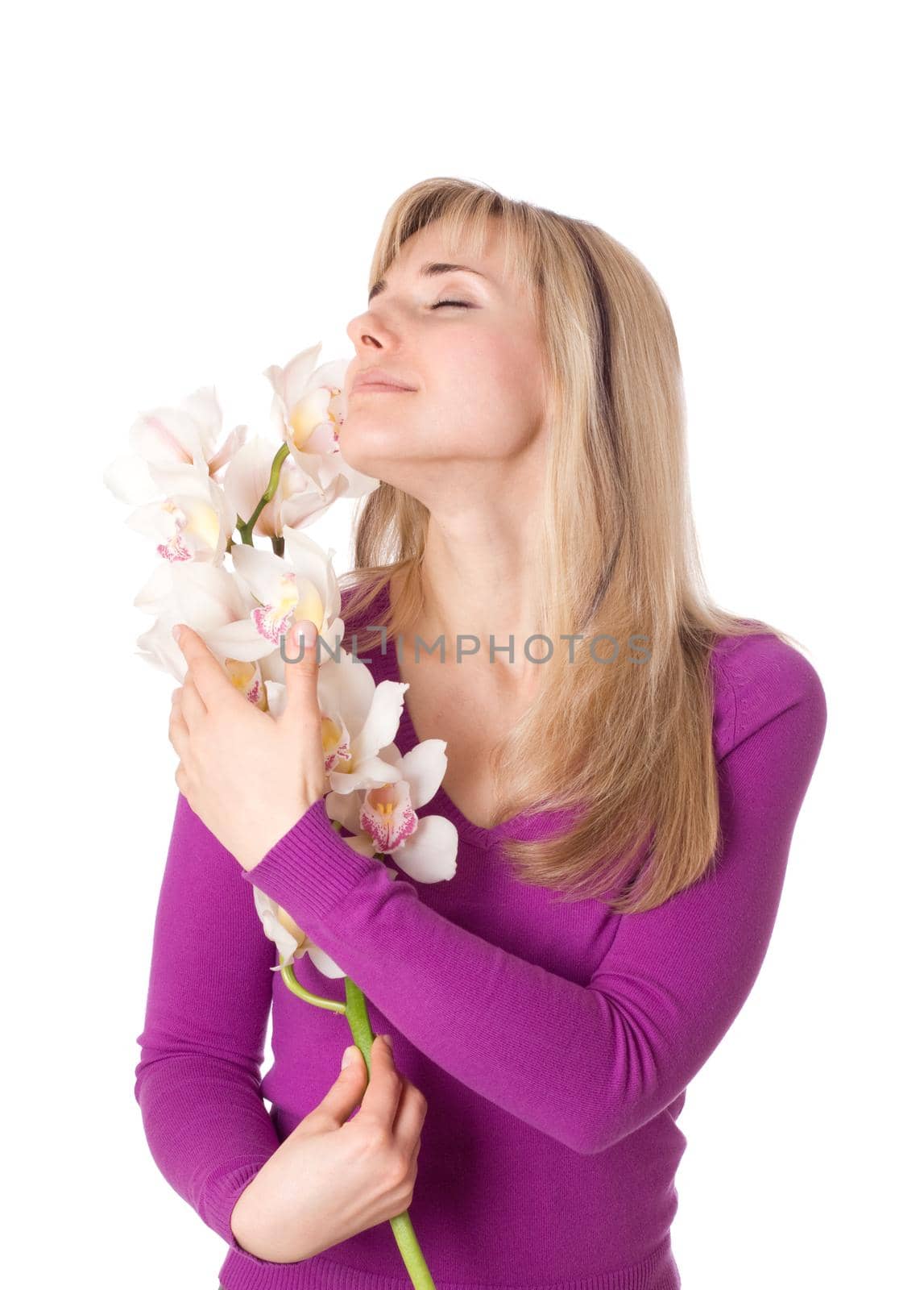 Blond woman with orchid by Jyliana