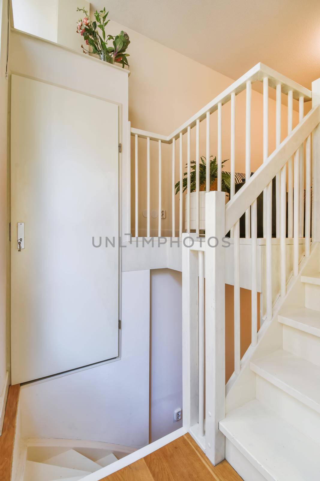 Small staircase hall of special design in house