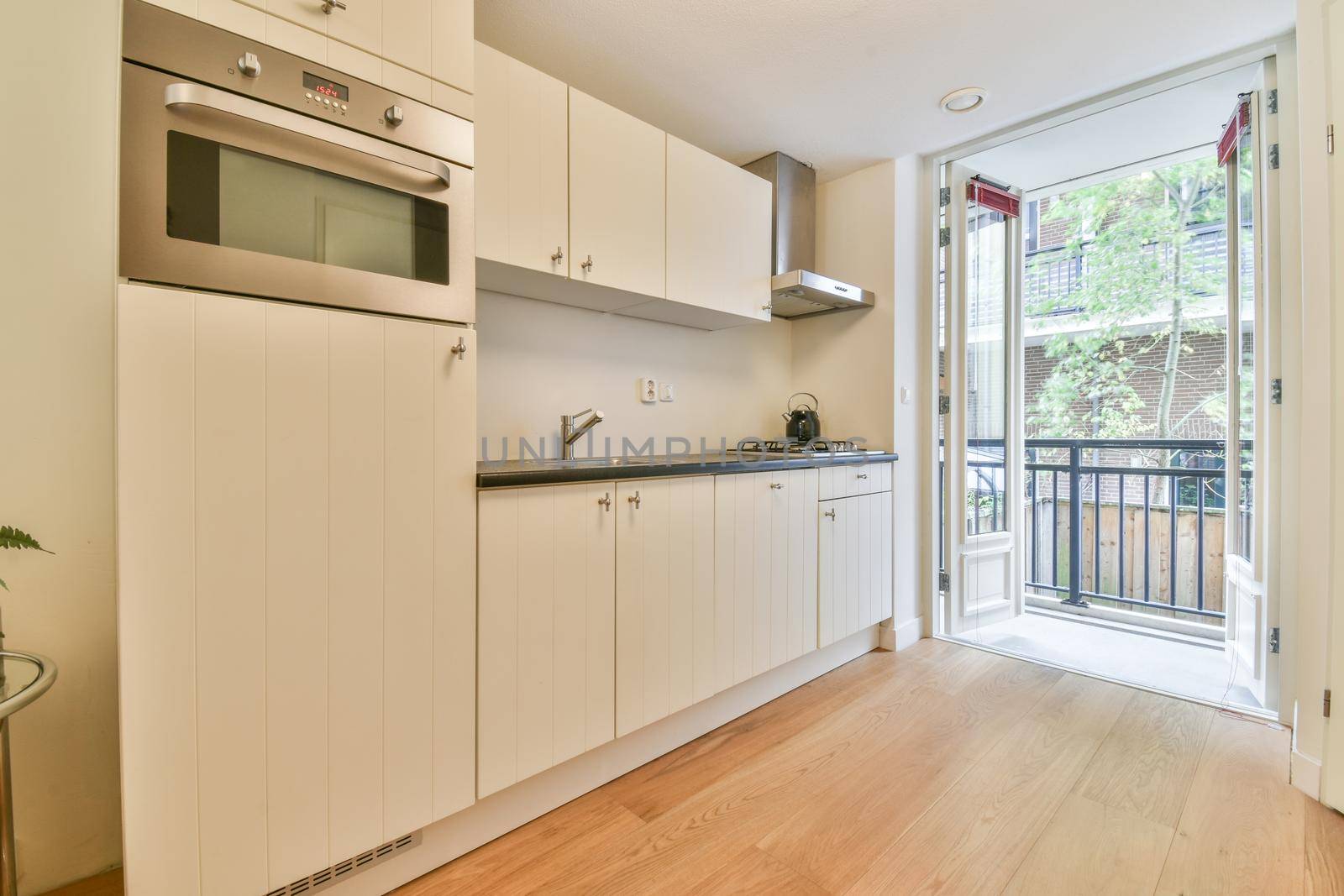 A bright luxury kitchen in an elegant house