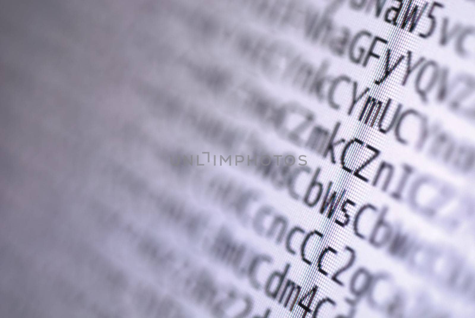 coded digital letters background  macro on tft monitor