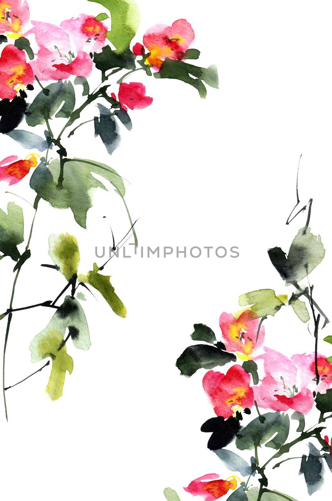 Watercolor floral painting by Olatarakanova