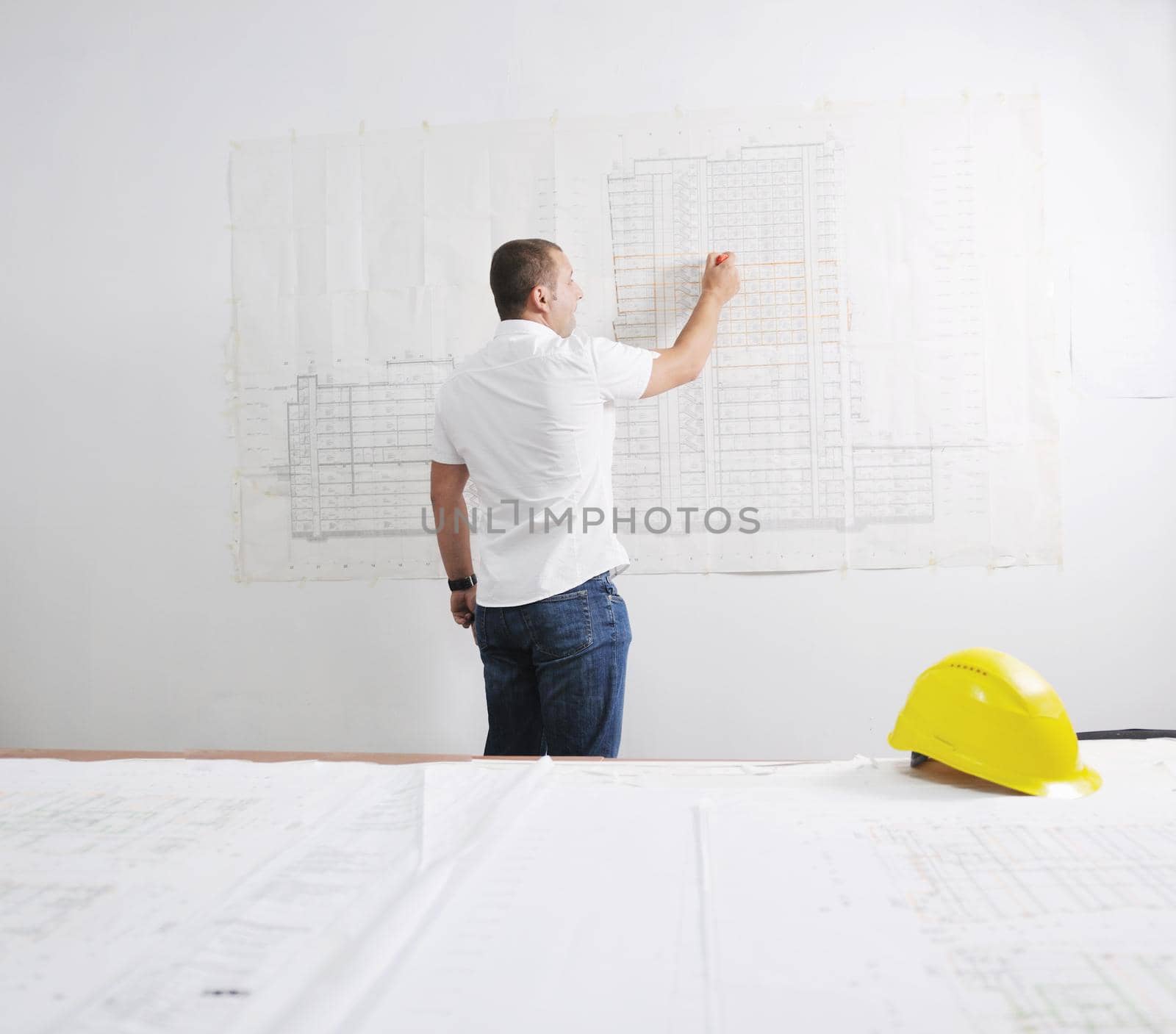 Construction Project business man Architect engineer manager at construction site