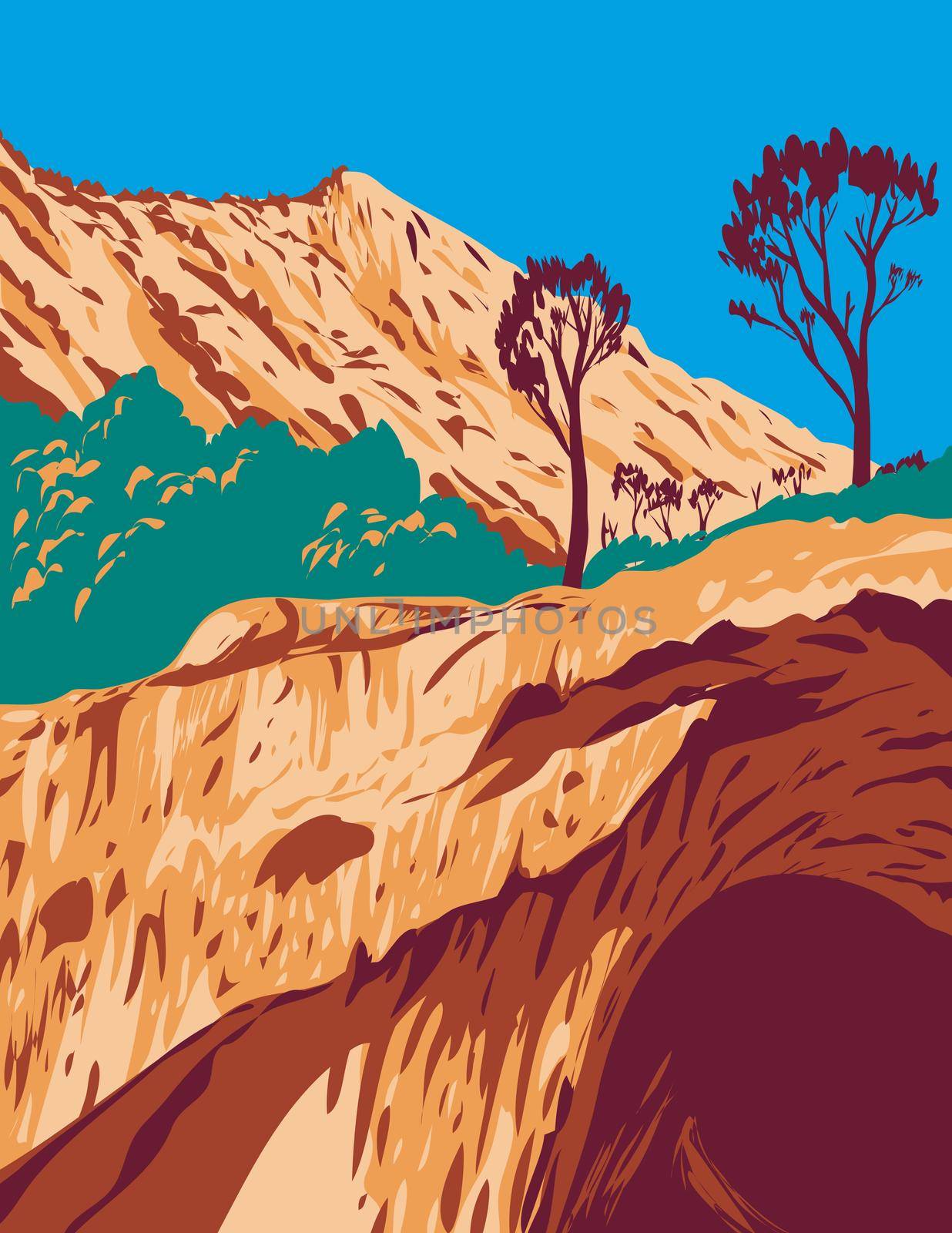 WPA poster art of Tonto Natural Bridge State Park the largest natural travertine bridge in the world located in Payson, Arizona, United States USA done in works project administration style.