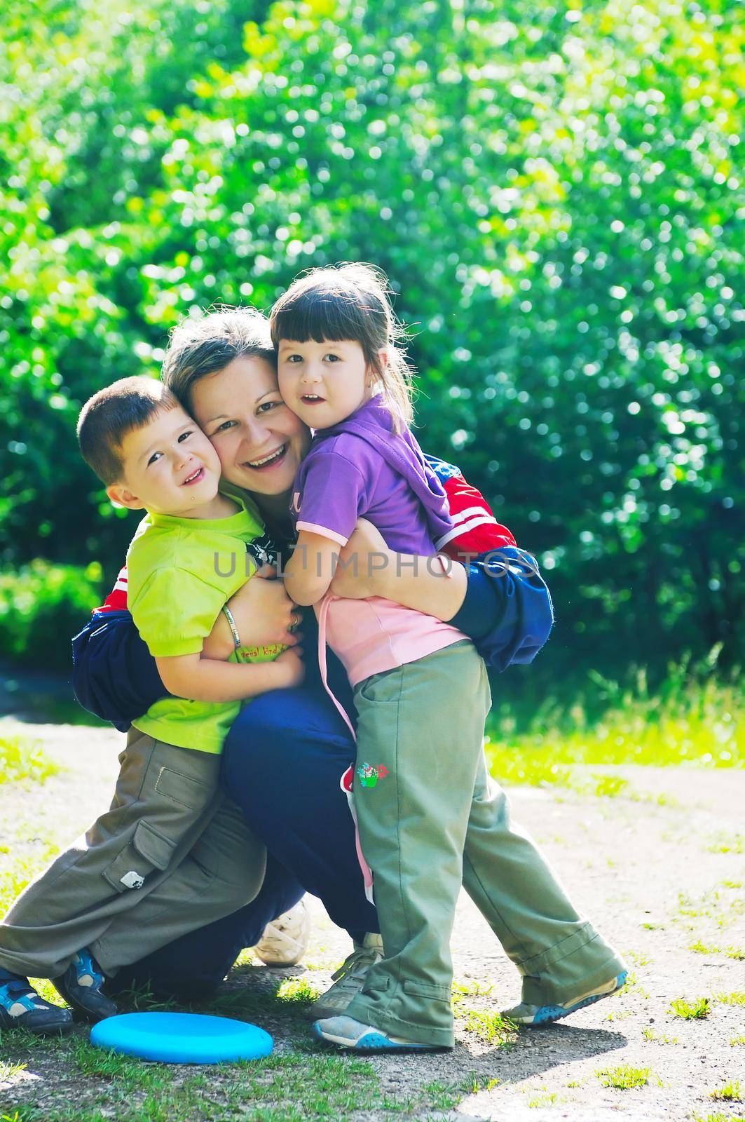 happy mother and  child outdoor in natre