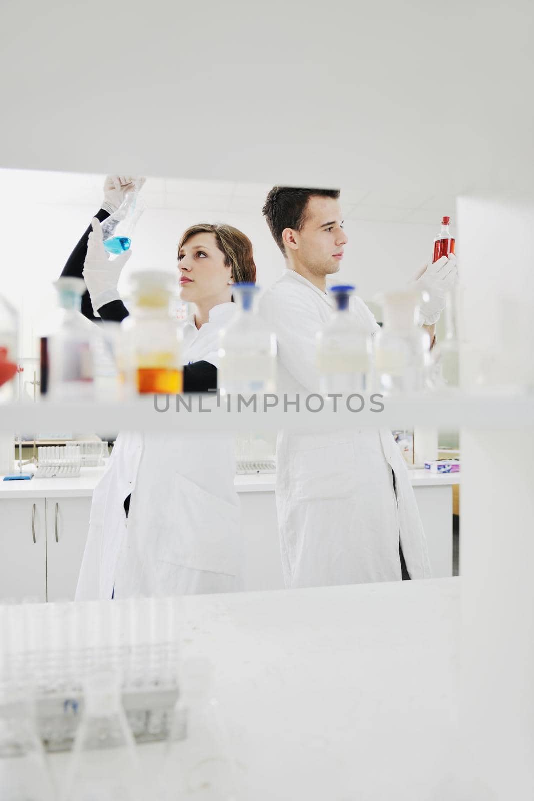 young students in bright lab