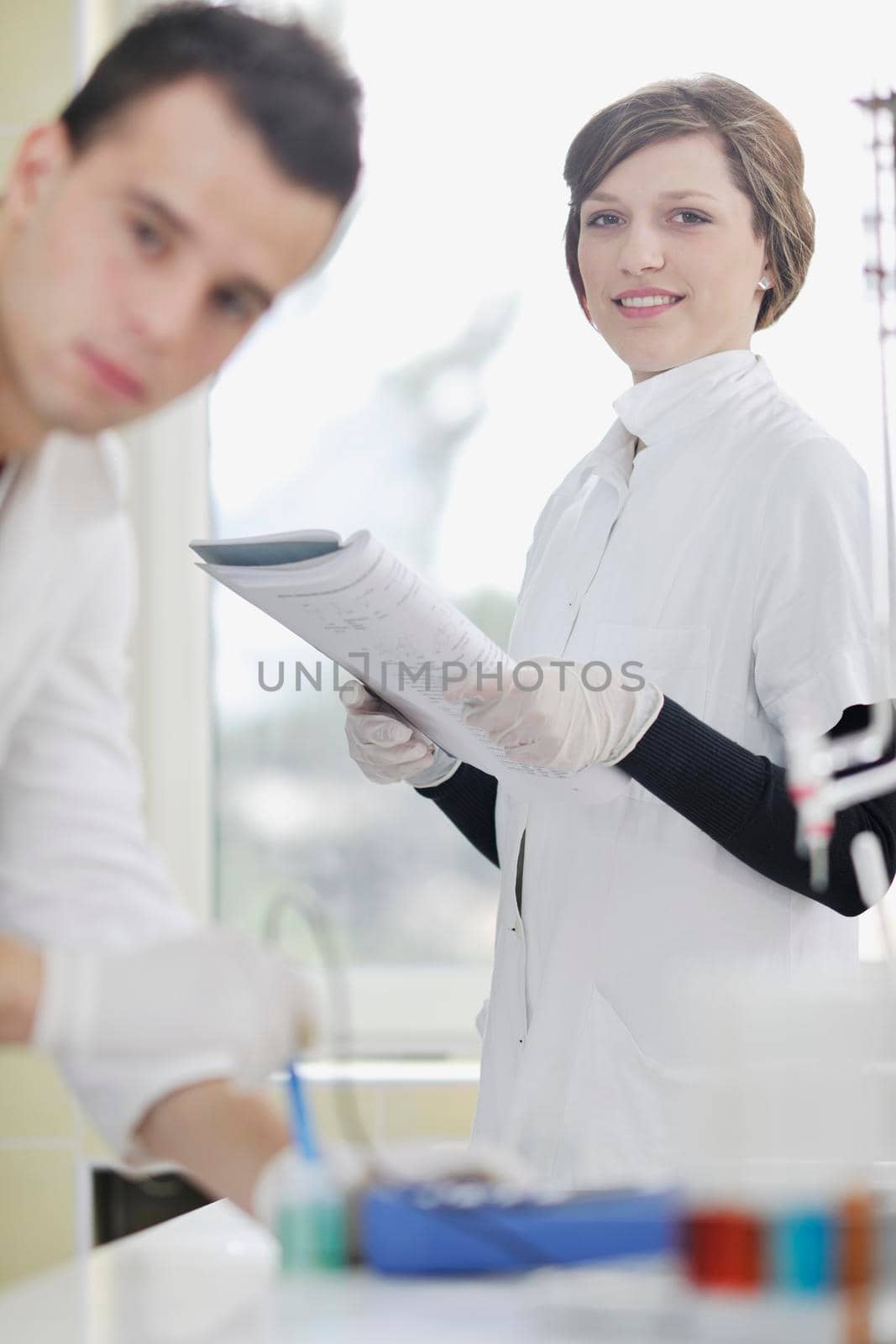 young students in bright lab