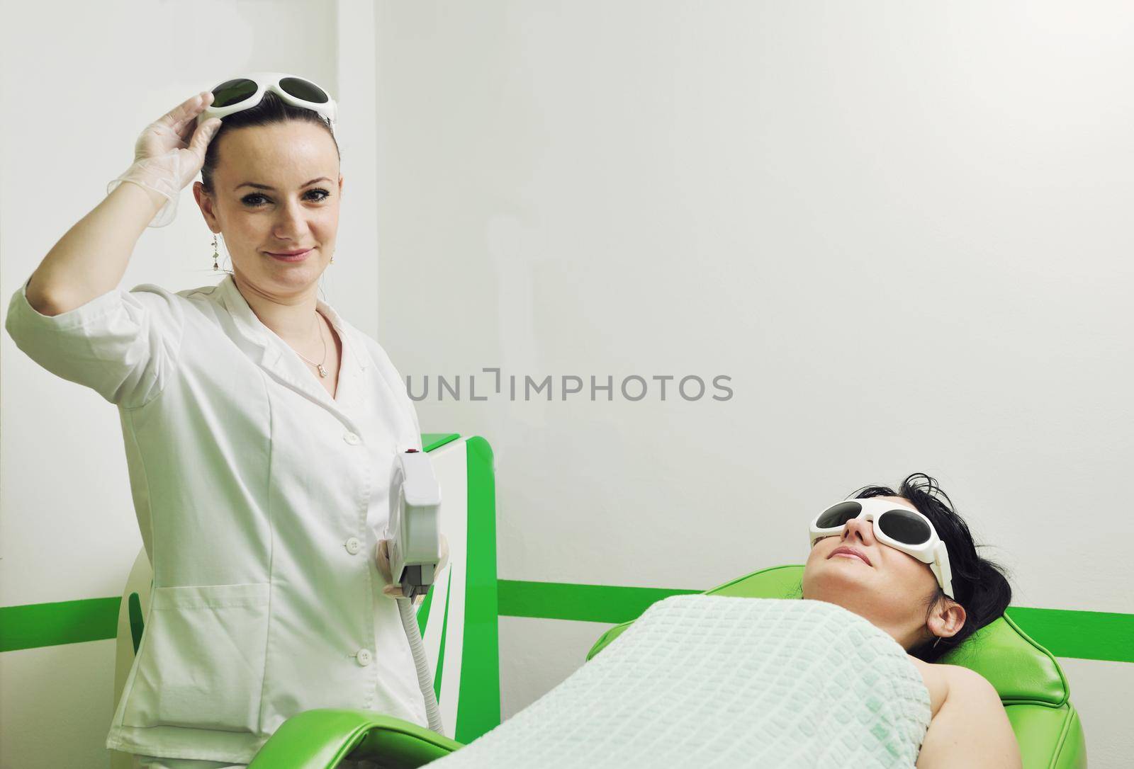 laser depilation and skincare treatment in spa and beauty studio