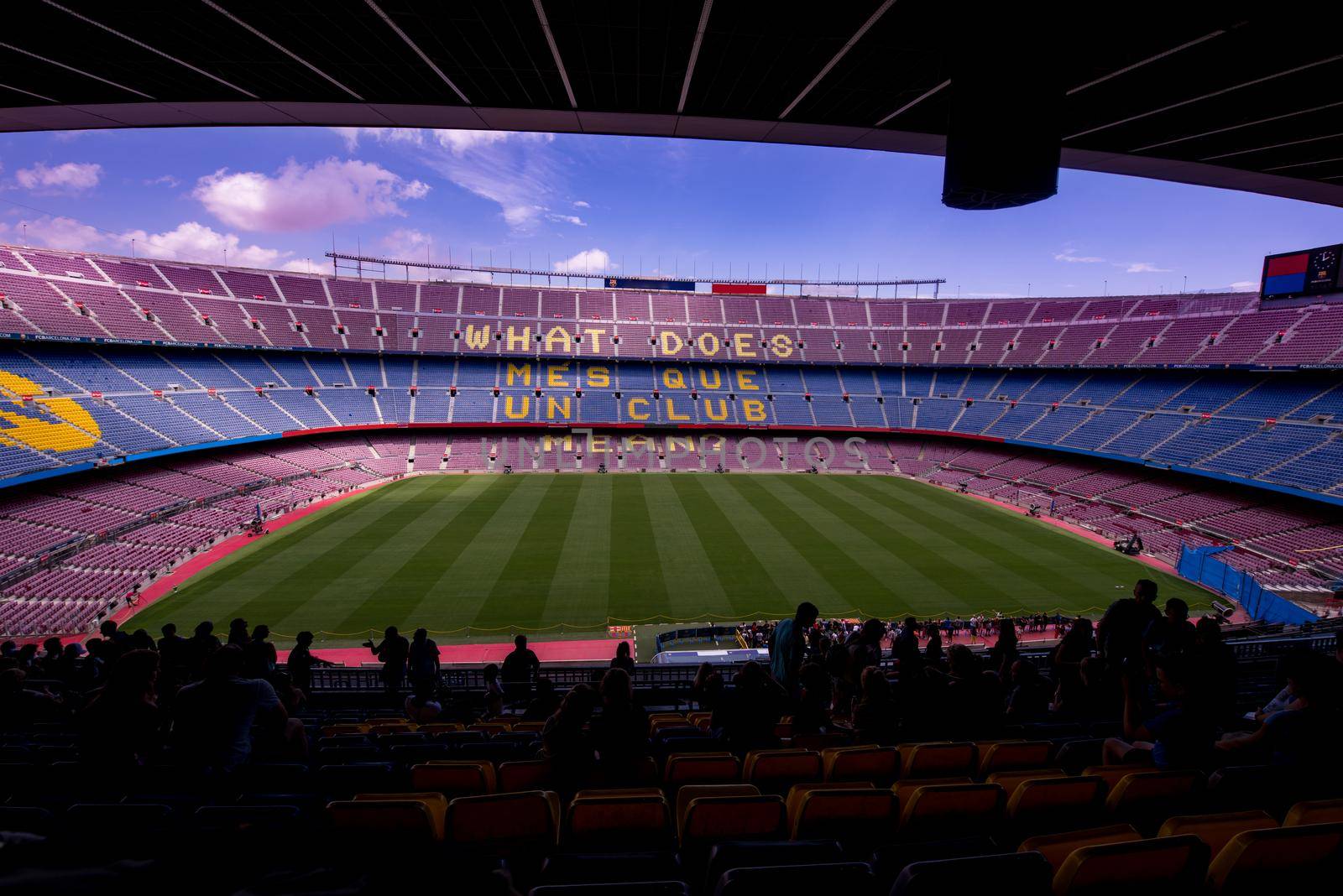 Interior of the stadium stands and indoor spaces Camp Nou In Barcelona Spain