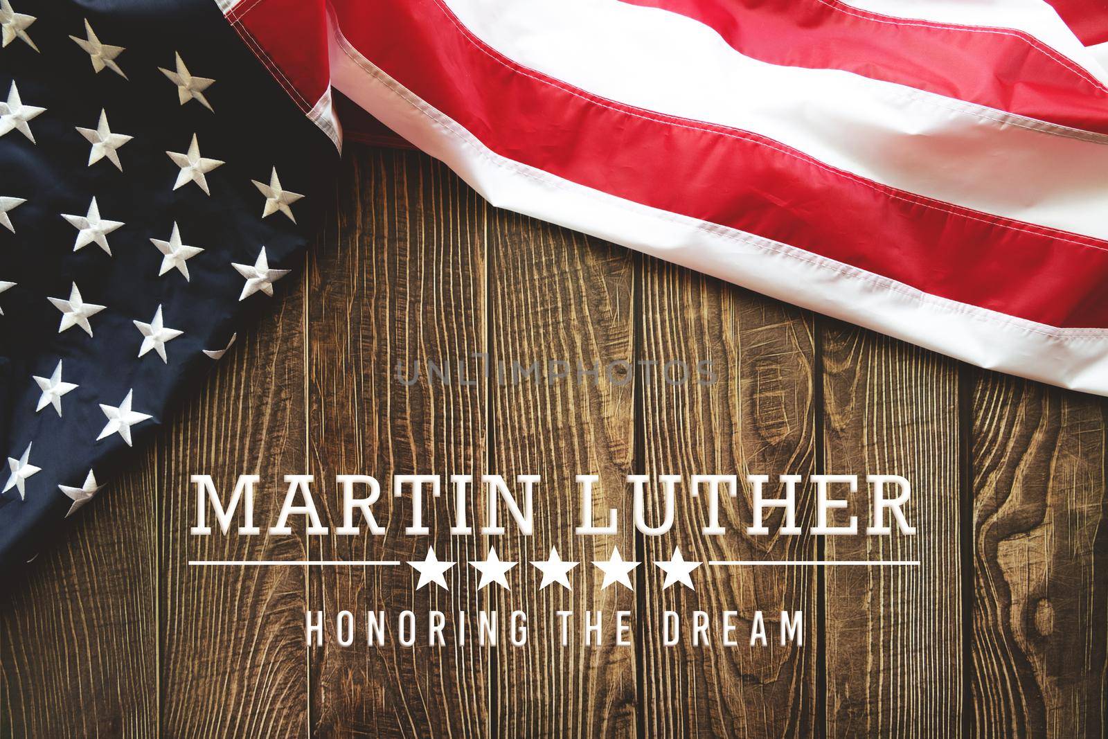 Martin Luther King Day Anniversary - American flag on abstract background by psodaz