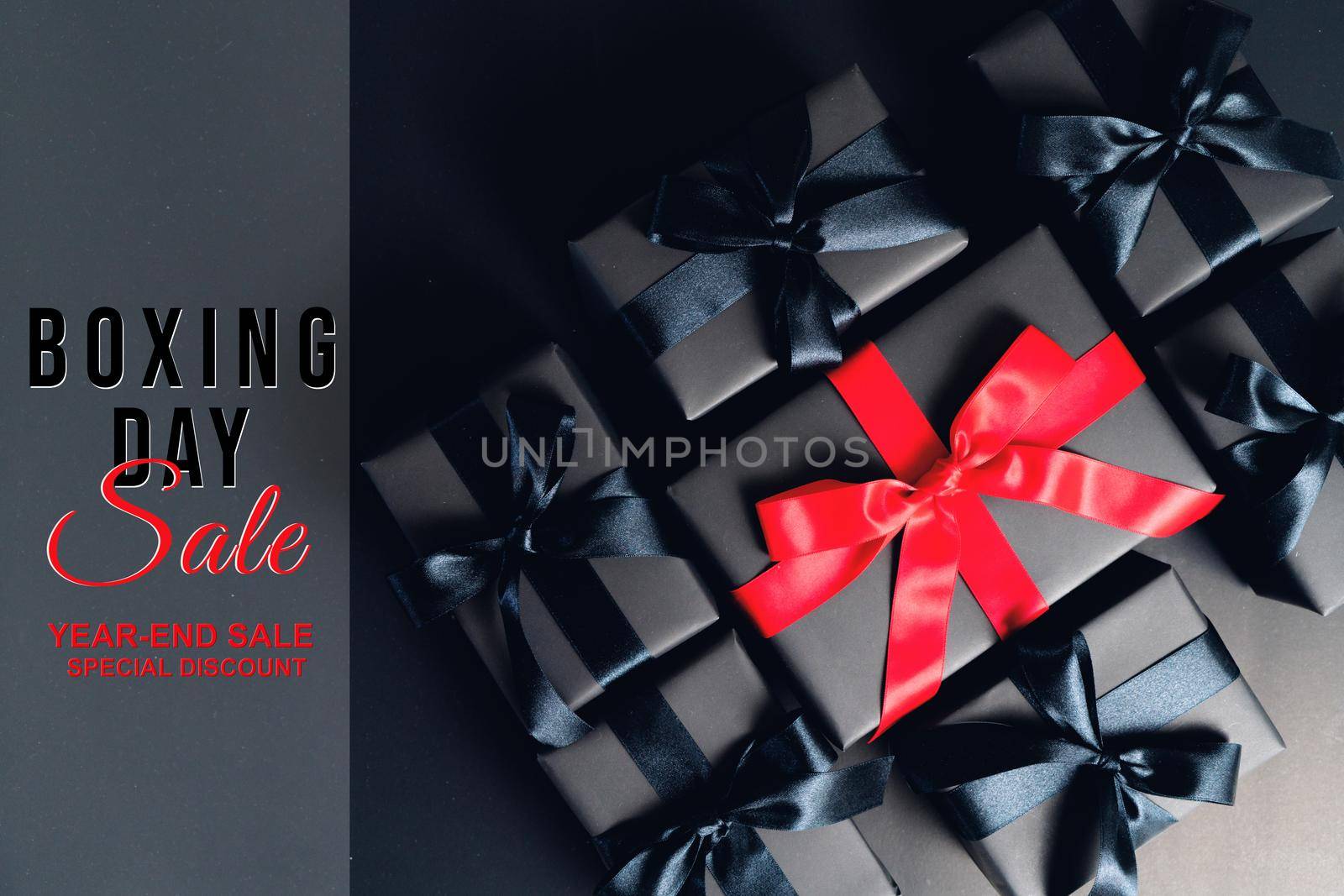 Boxing Day sale, black gift box for online shopping