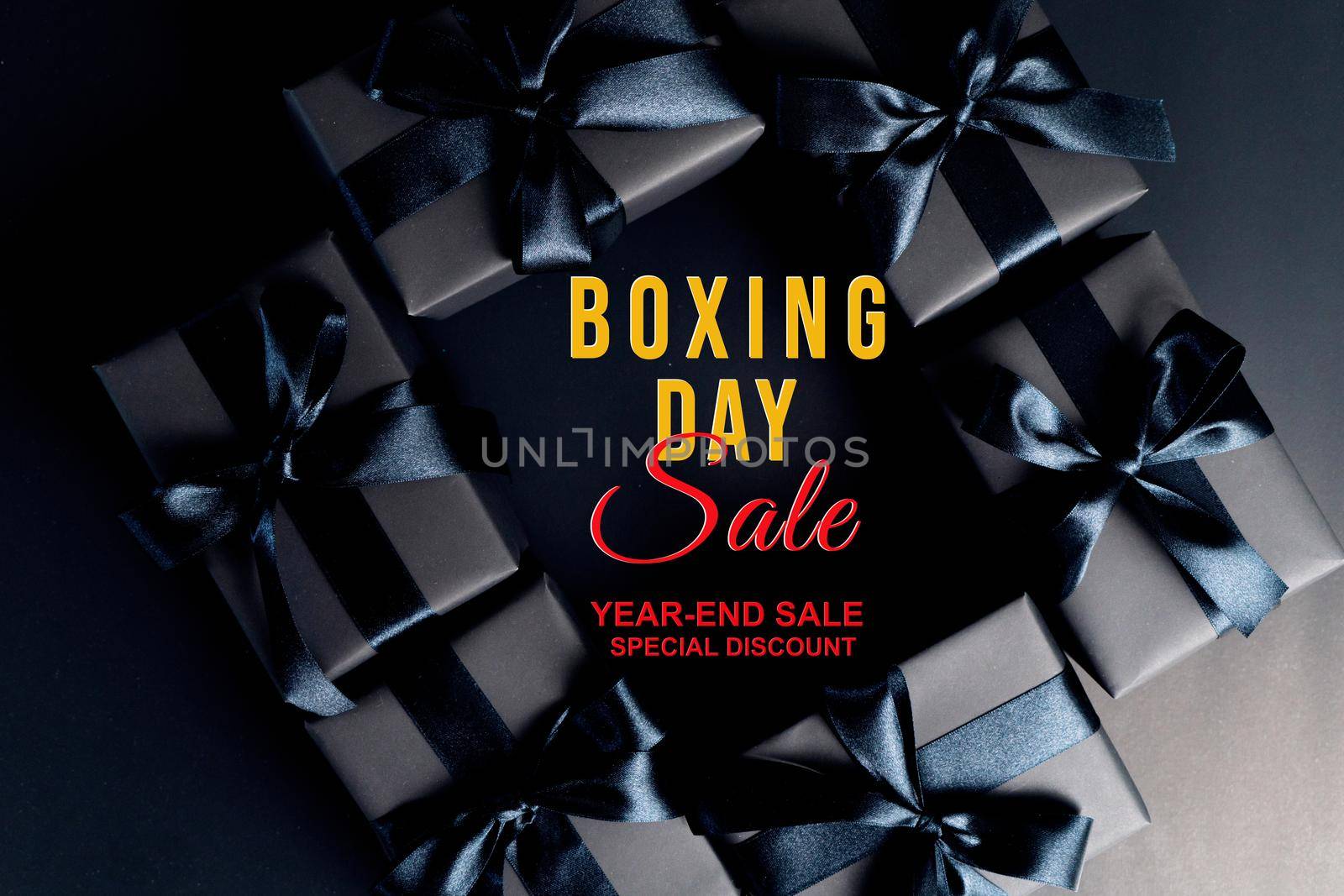 Boxing Day sale, black gift box for online shopping