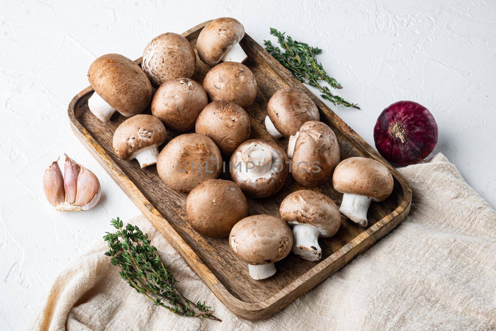 Royal champignons, Parisian champignons set, on white background