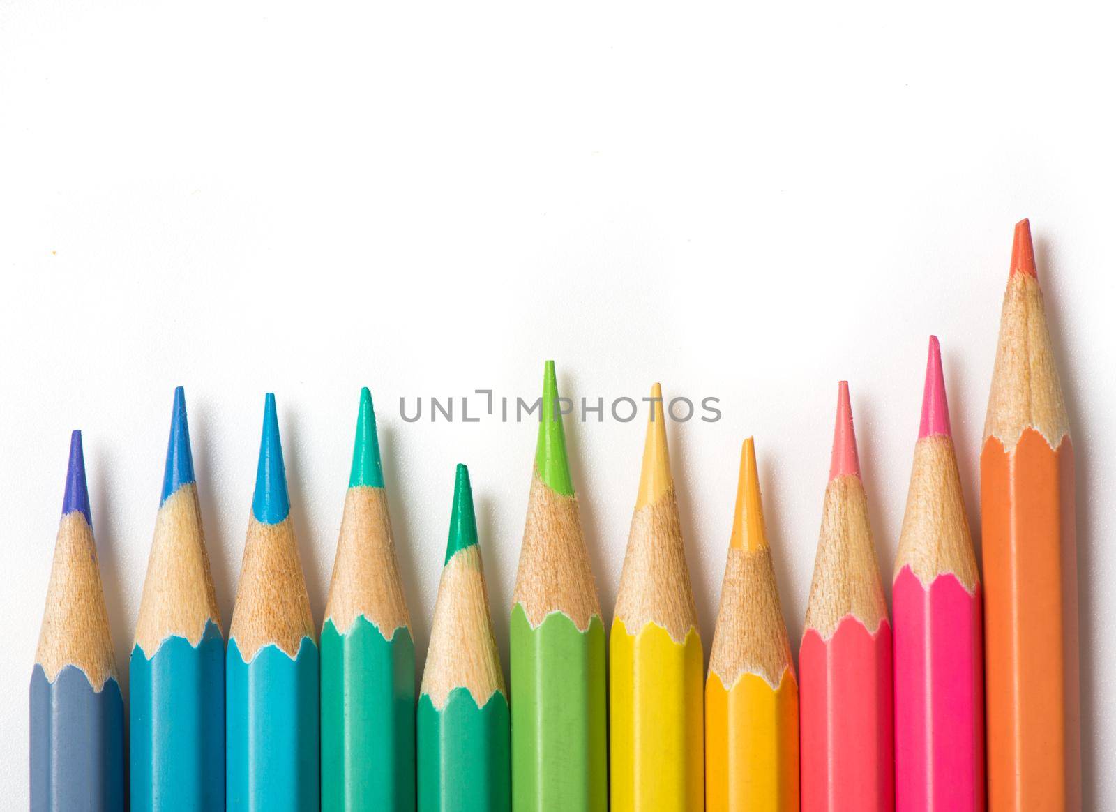 Color pencils isolated on white background. by thanumporn