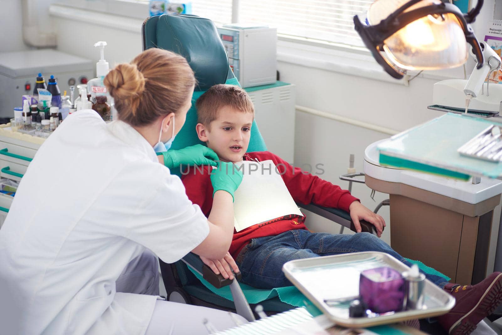 Young boy in a dental surgery teeth chech