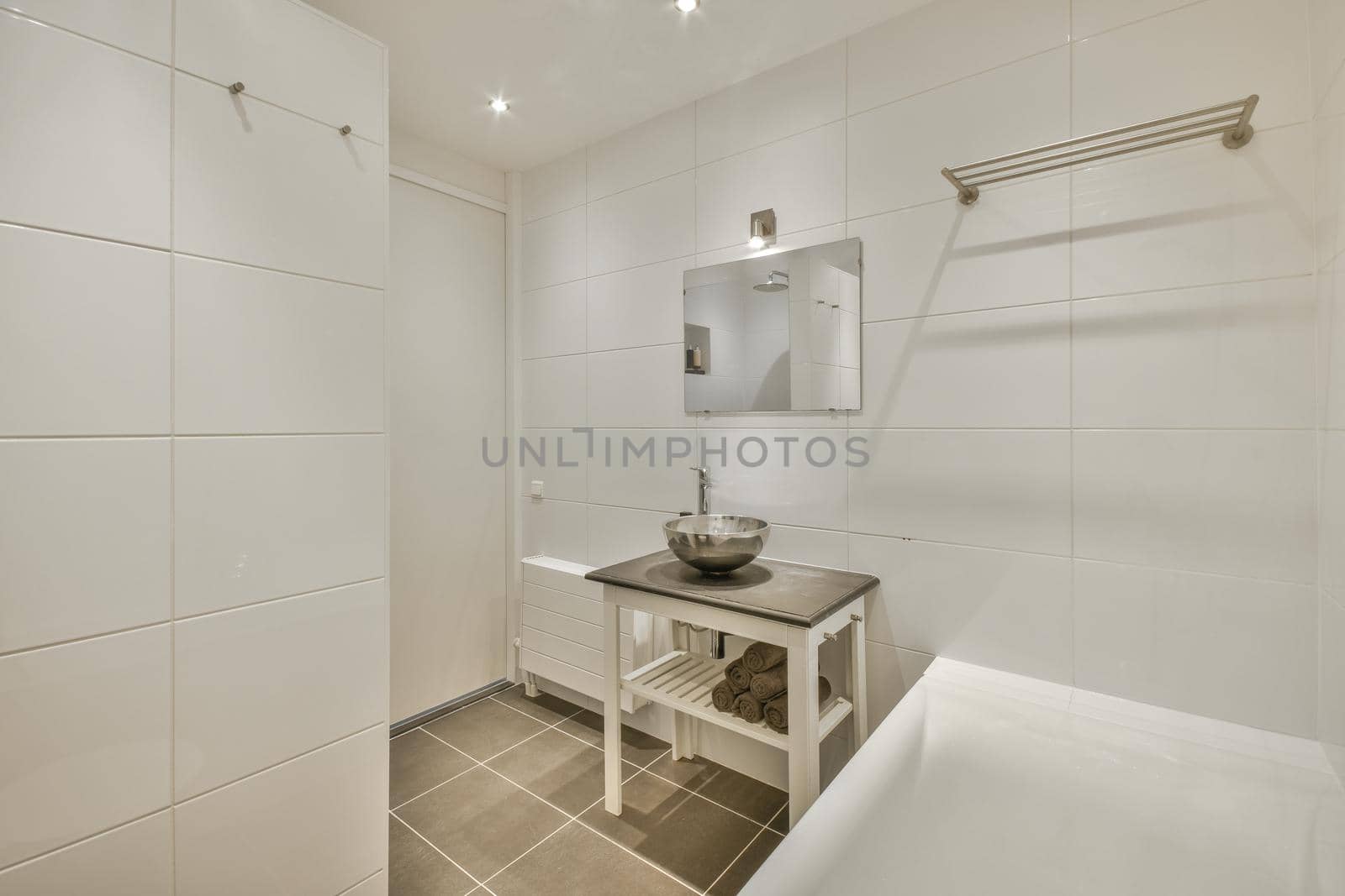 Bright elegant bathroom interior in a luxury house
