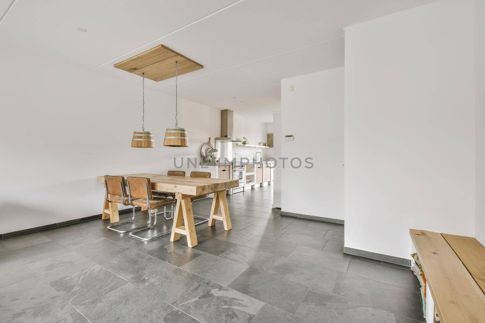 Modern dining room interior with stylish table