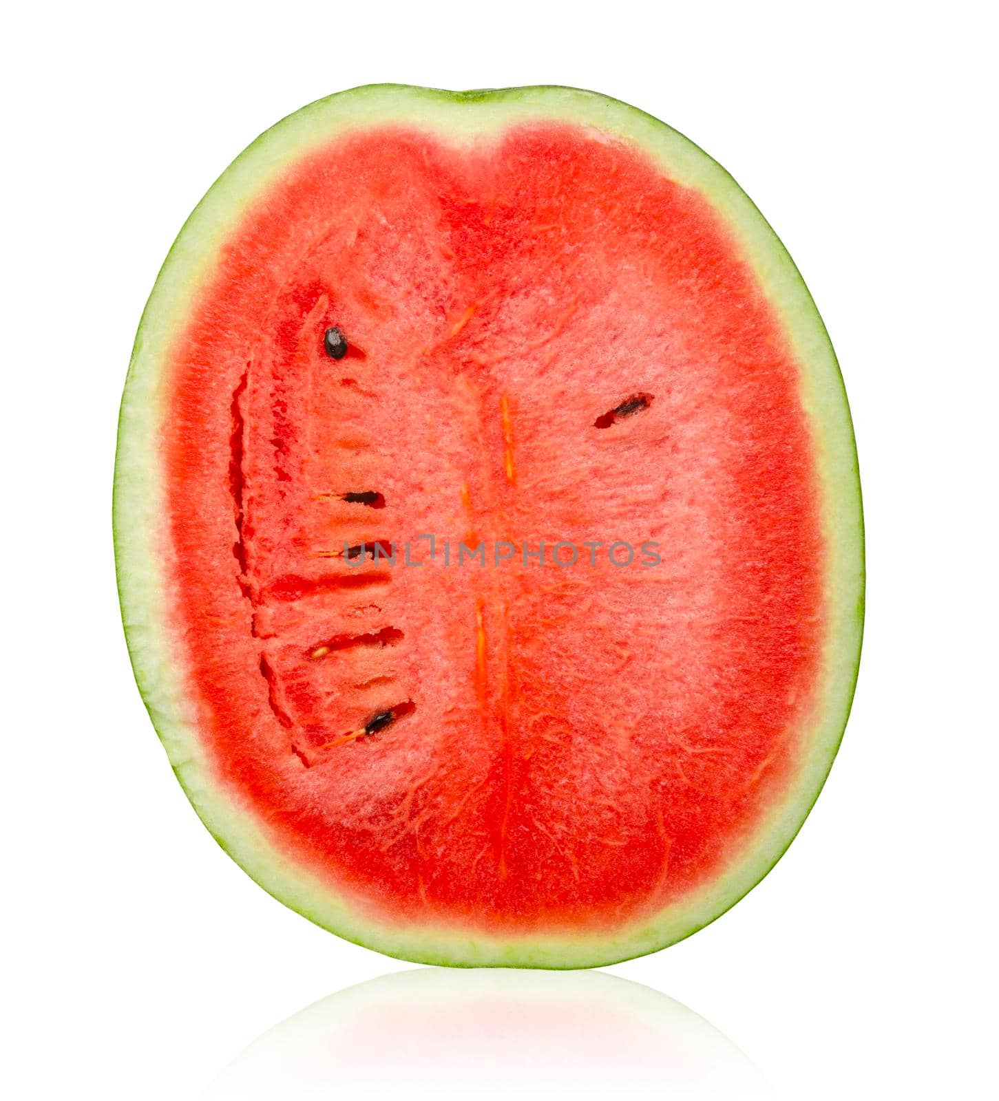Watermelon red fruit isolated on white background. by Gamjai